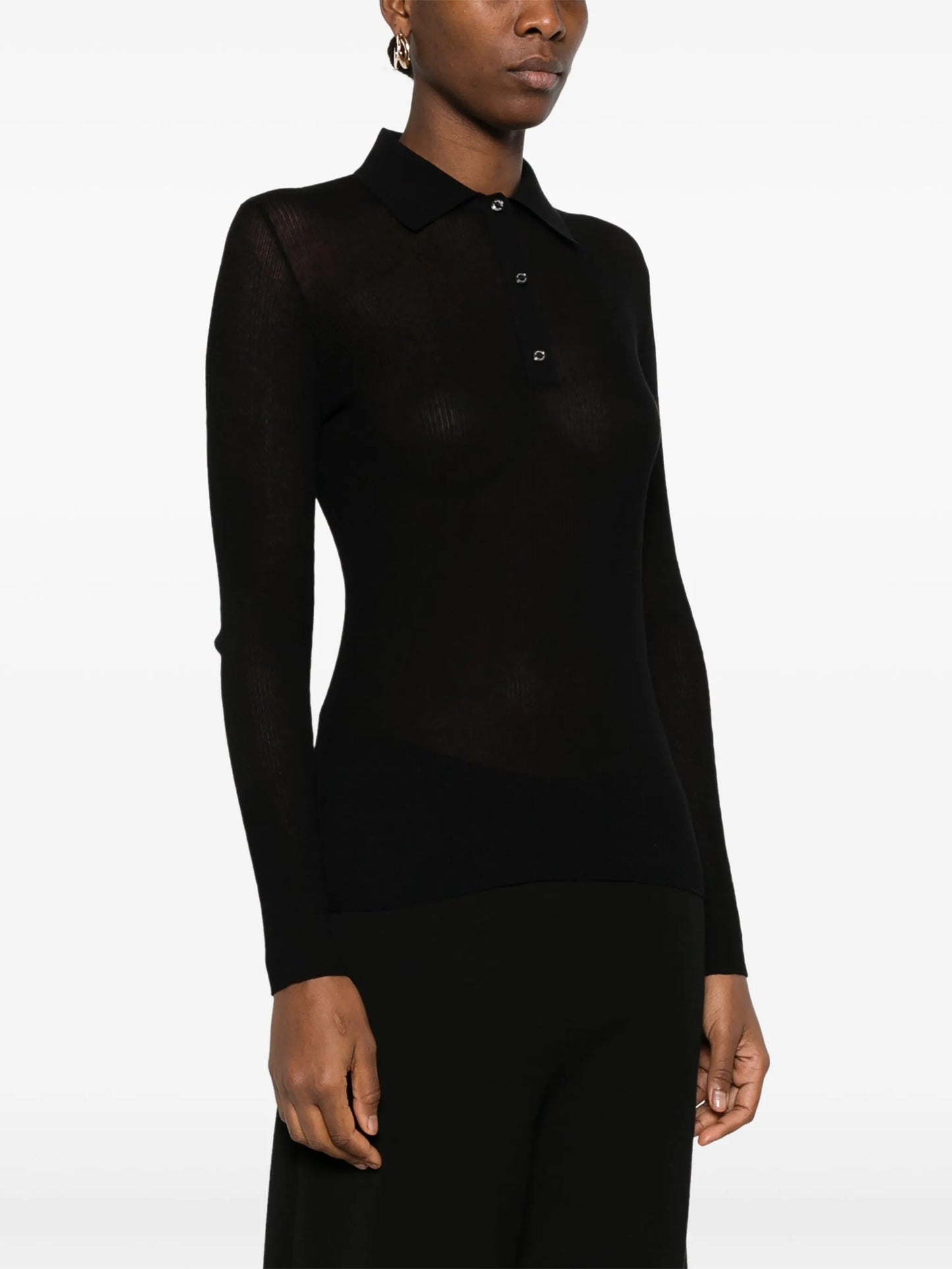 fine-ribbed polo top