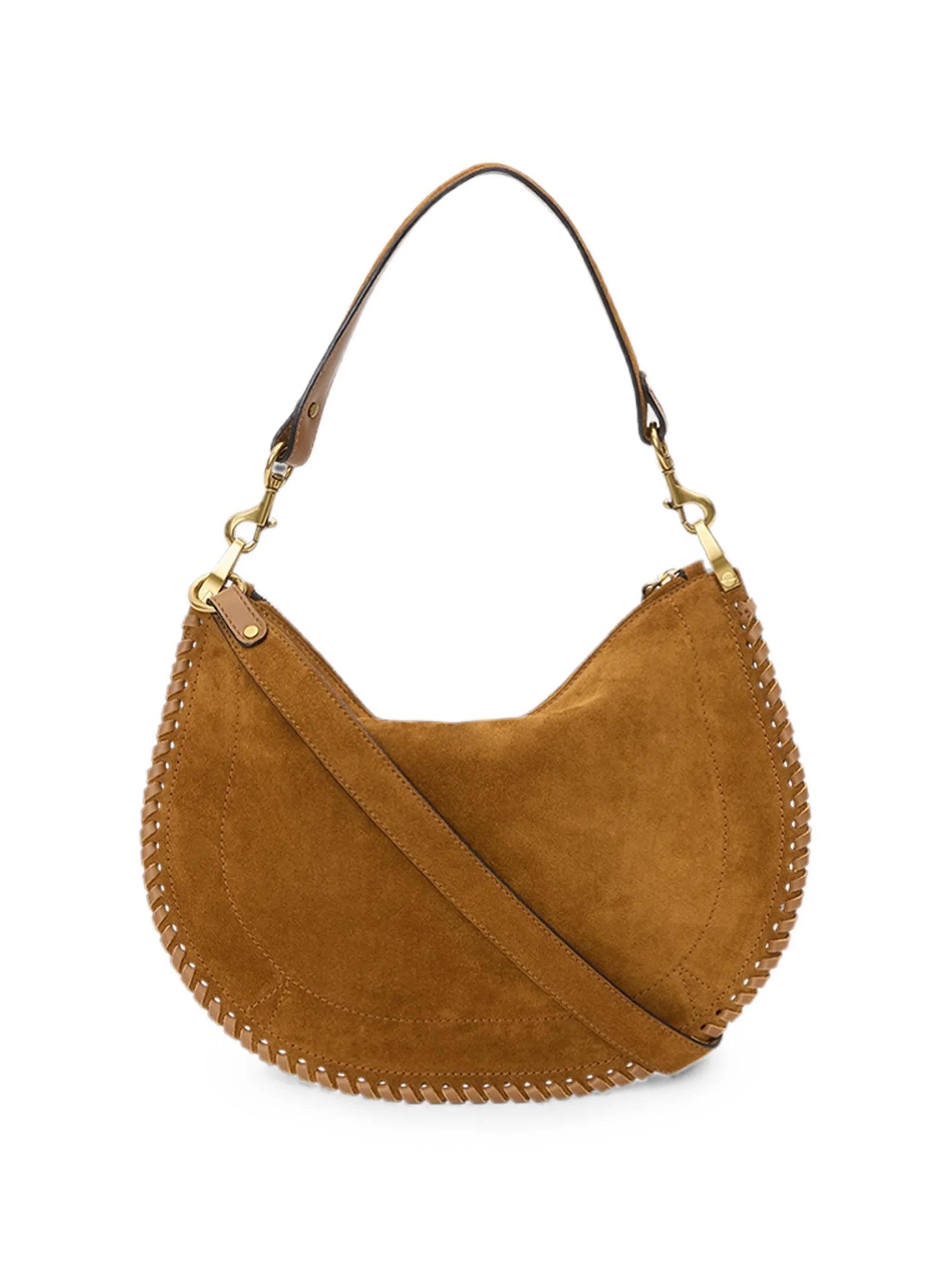 Oskan soft zipped bag in braided suede calfskin leather