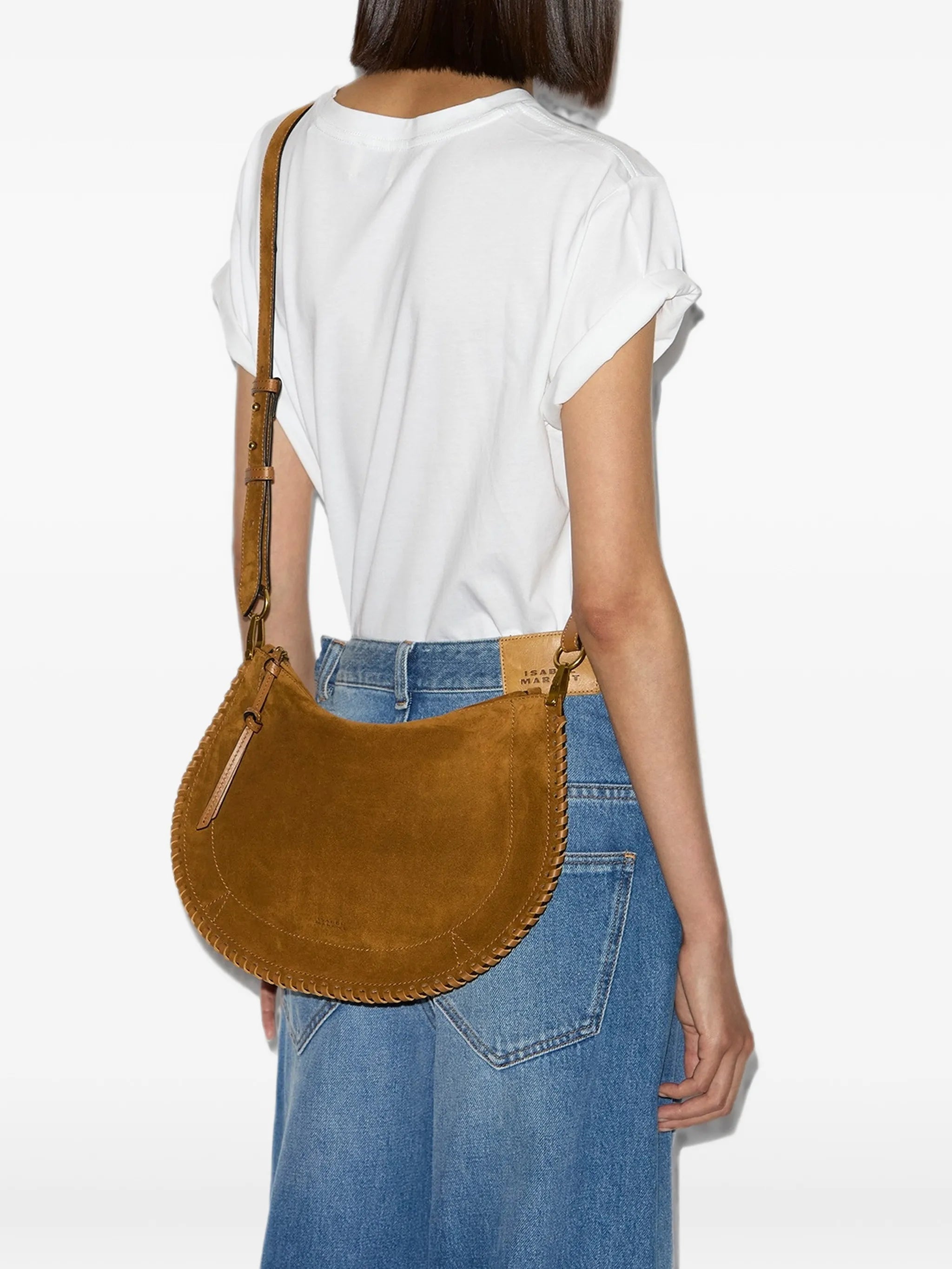Oskan soft zipped bag in braided suede calfskin leather