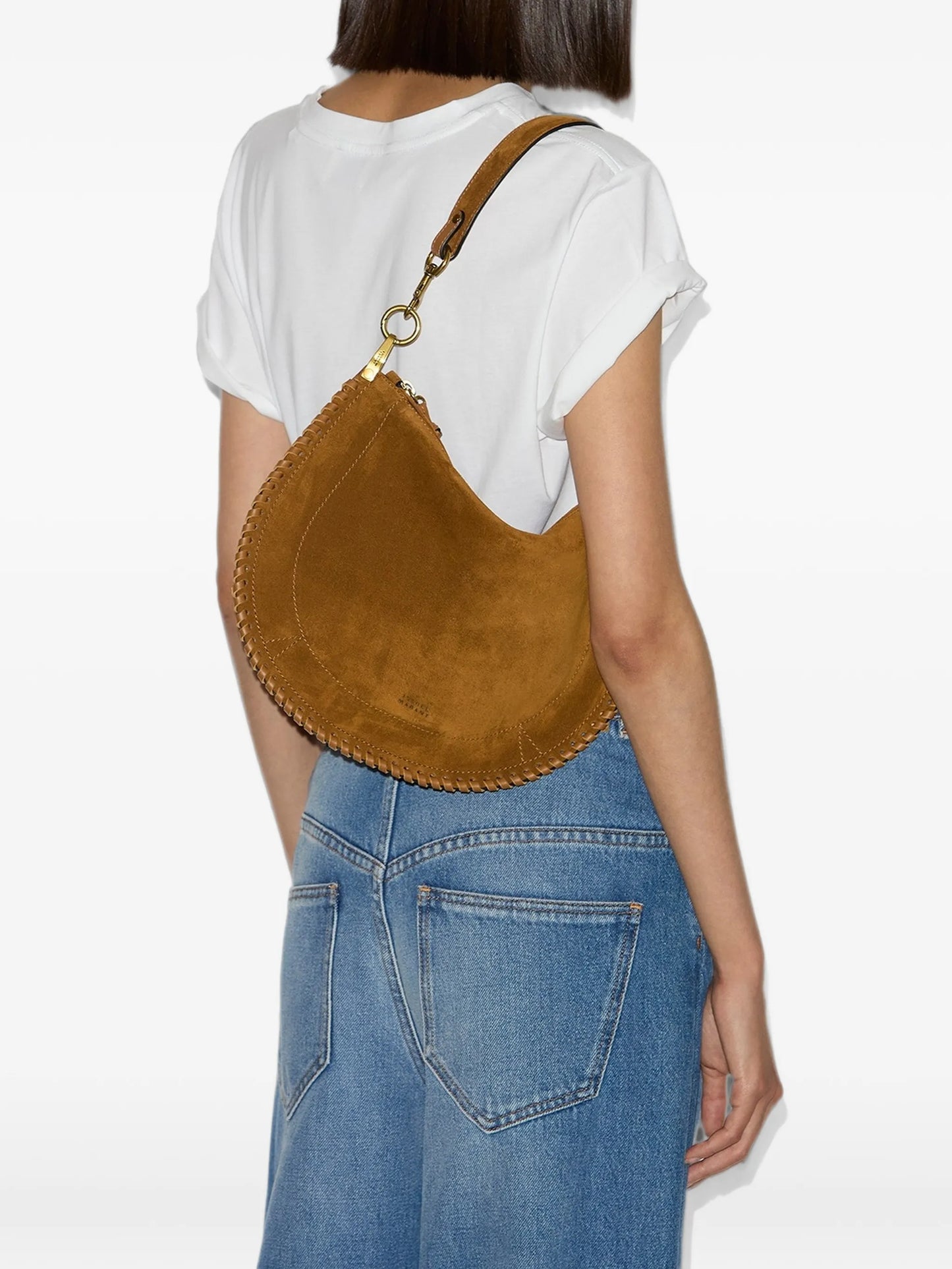 Oskan soft zipped bag in braided suede calfskin leather