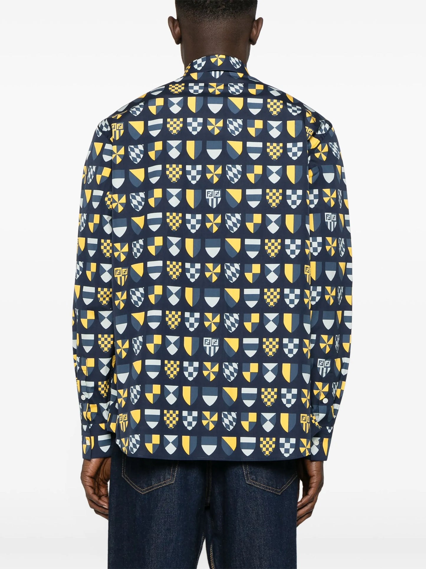 crest-print cotton shirt