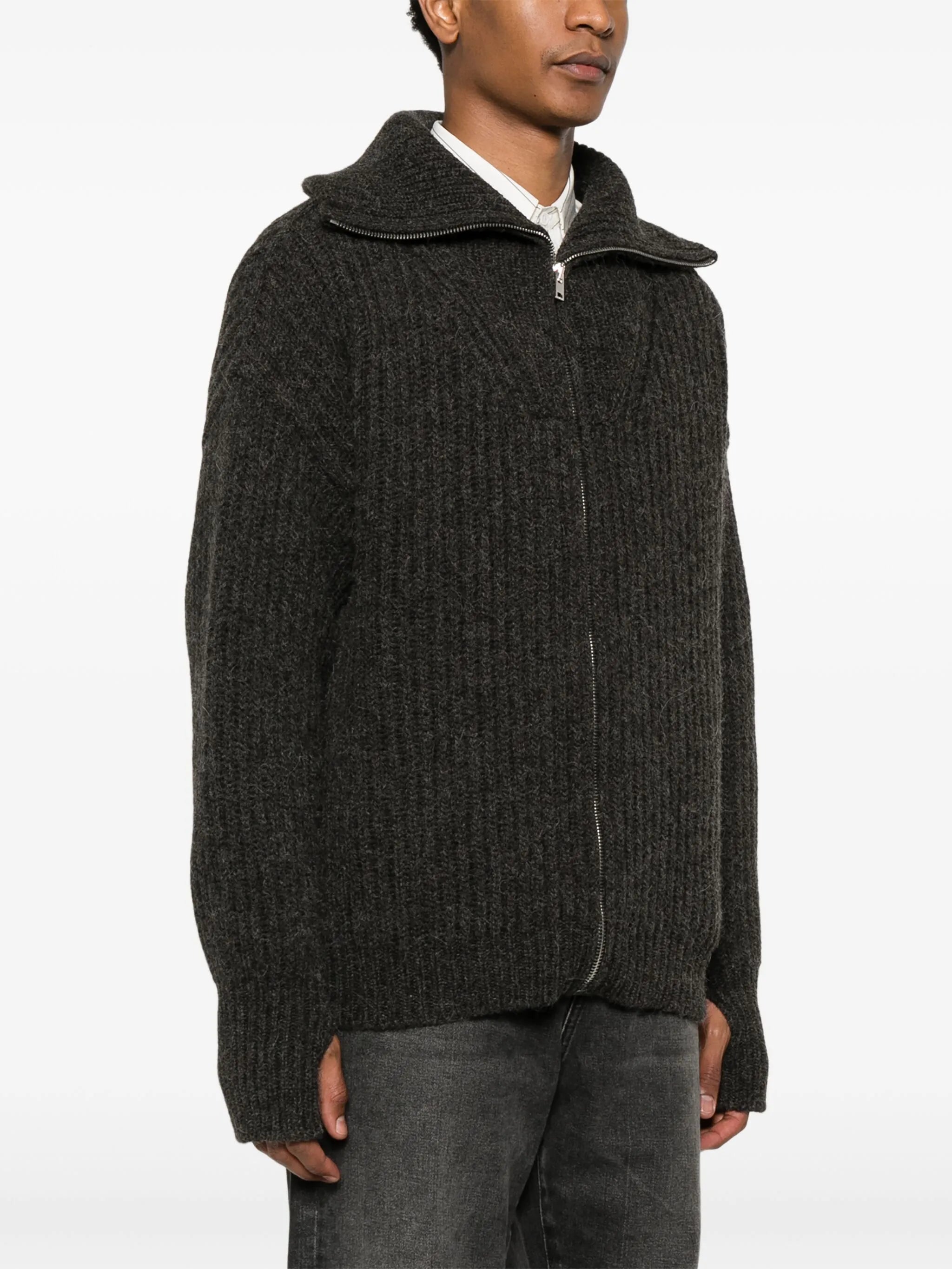 zip-up cardigan