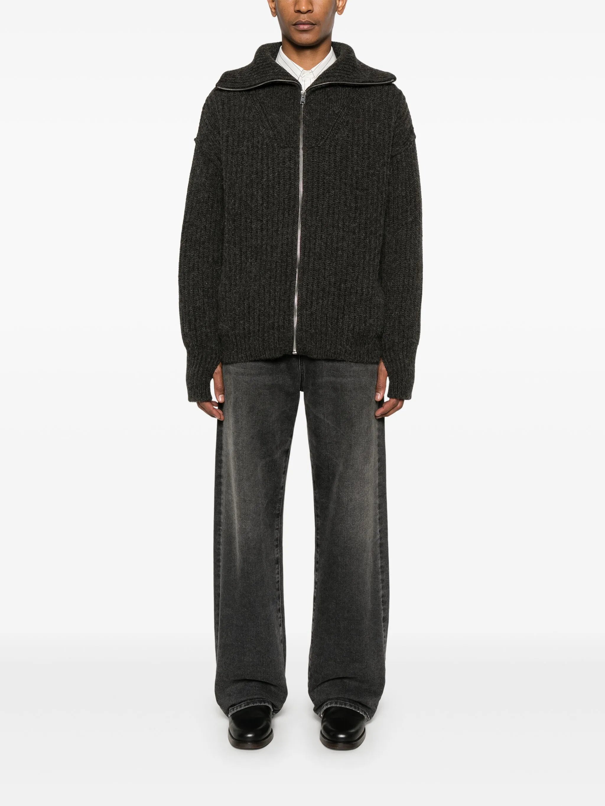 zip-up cardigan