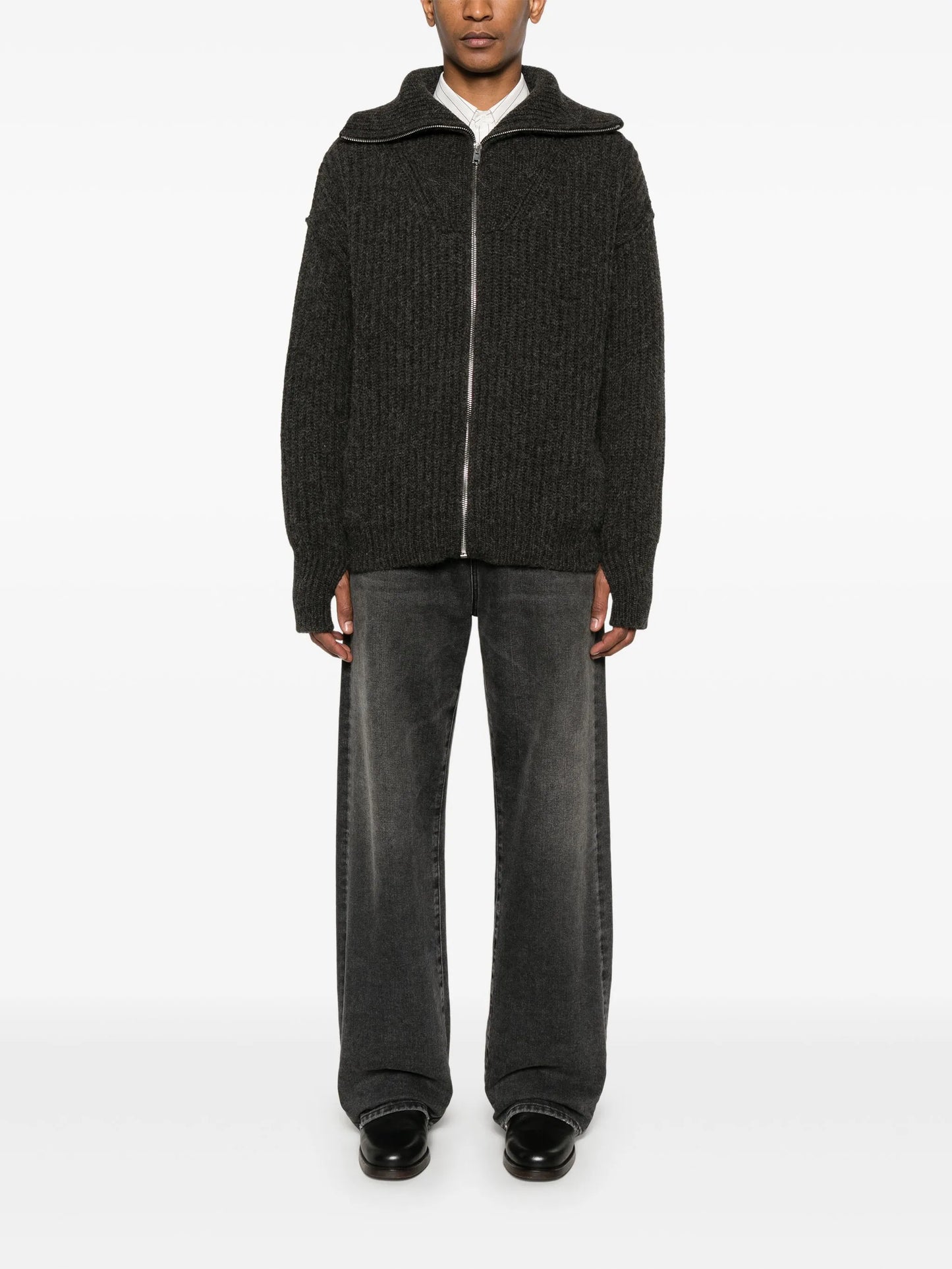zip-up cardigan