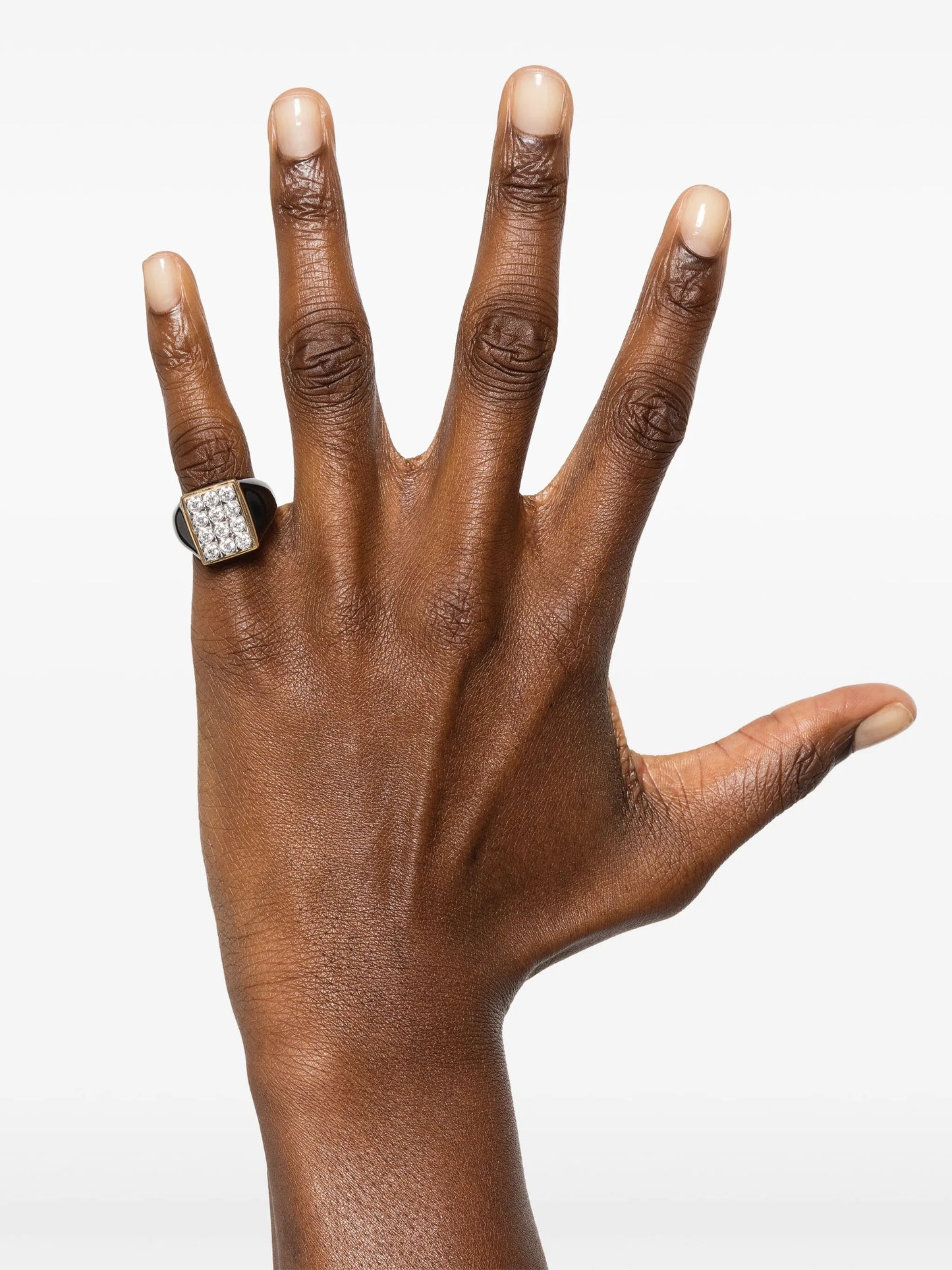 18K yellow gold Tuxedo diamond signet ring