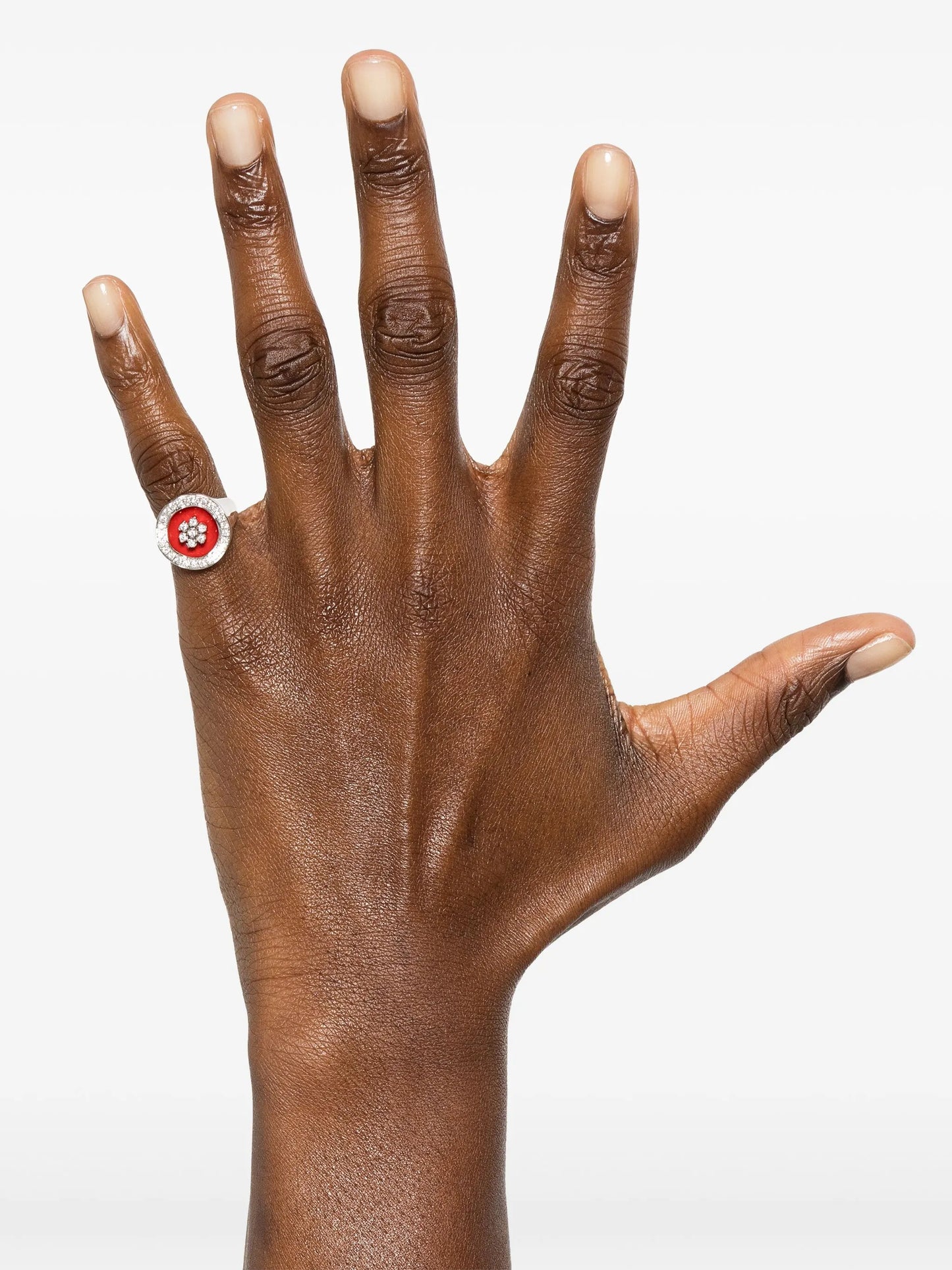 18K white gold The Flower diamond signet ring