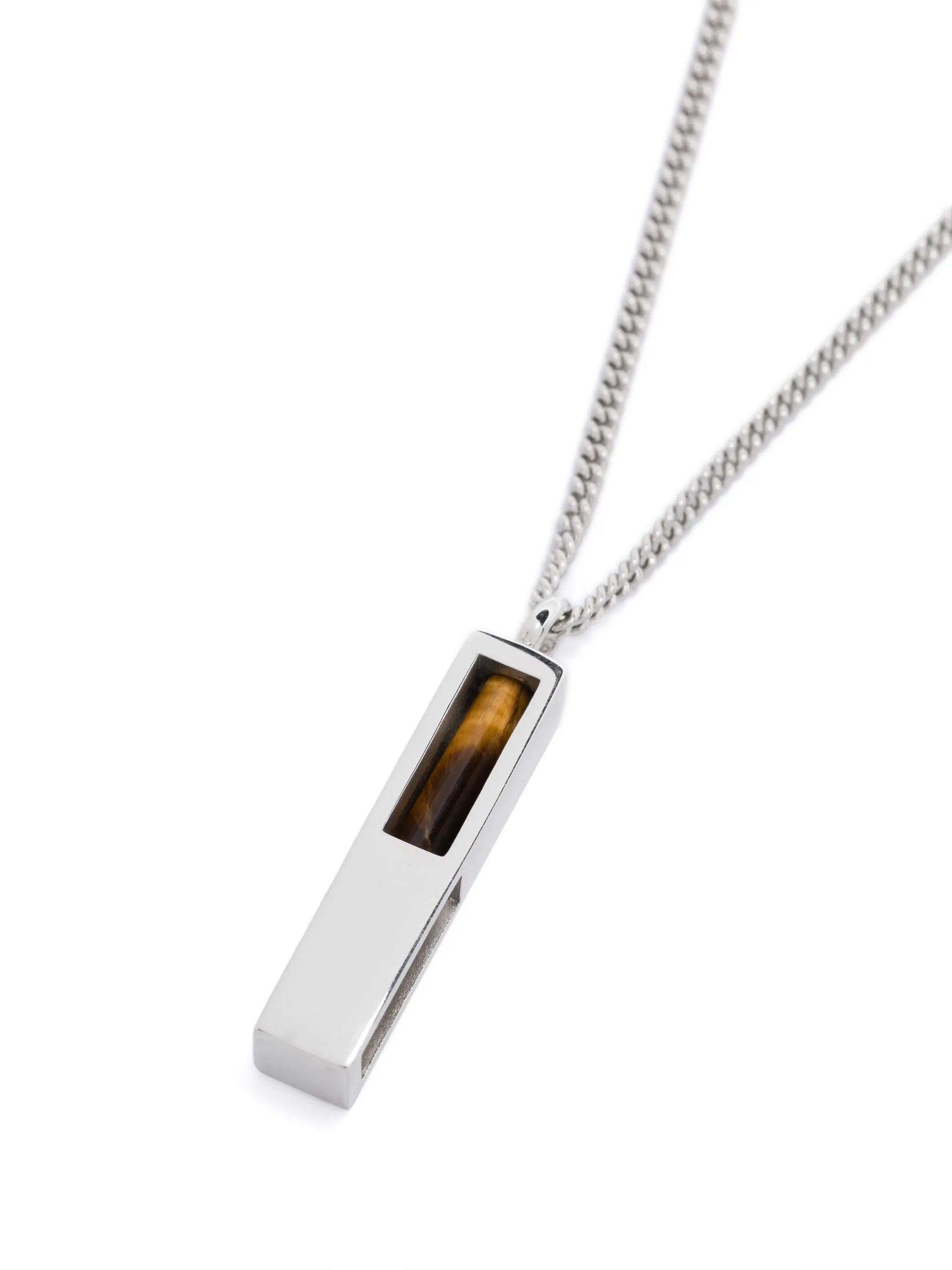 Cube-pendant tiger eye necklace