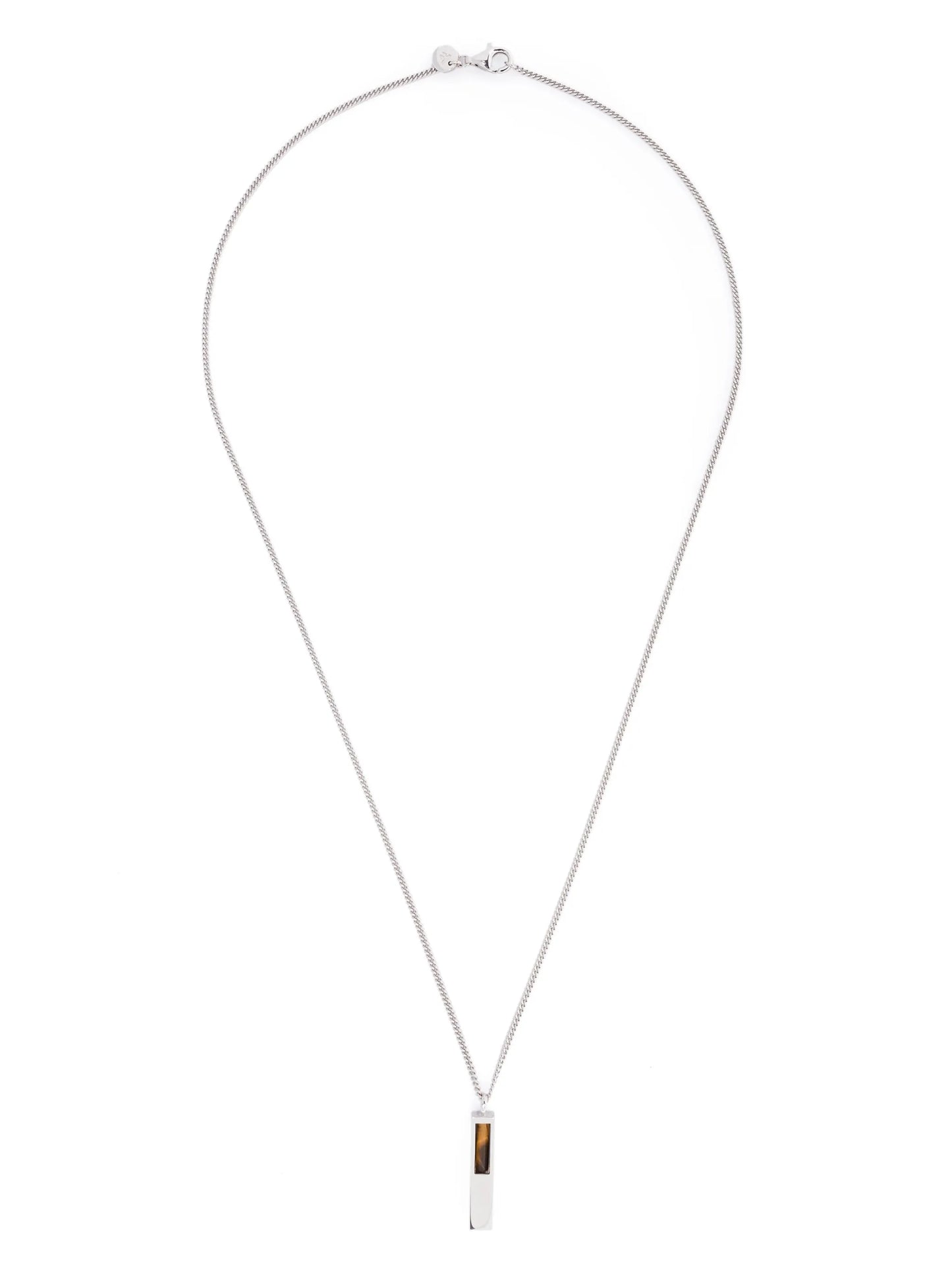 Cube-pendant tiger eye necklace