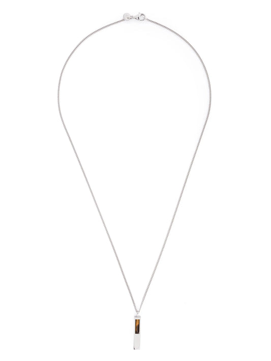 Cube-pendant tiger eye necklace