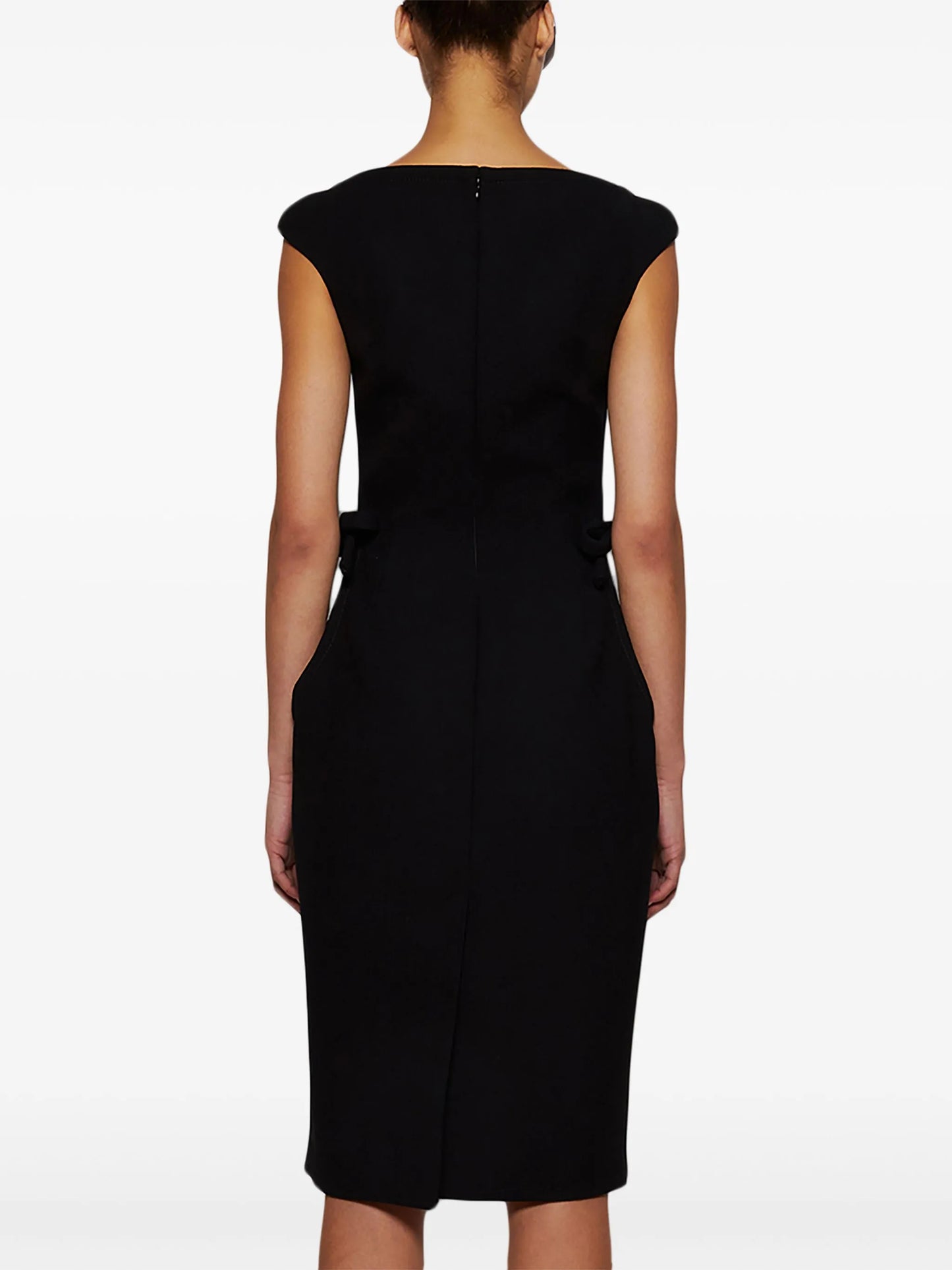 boat-neck wool midi dress