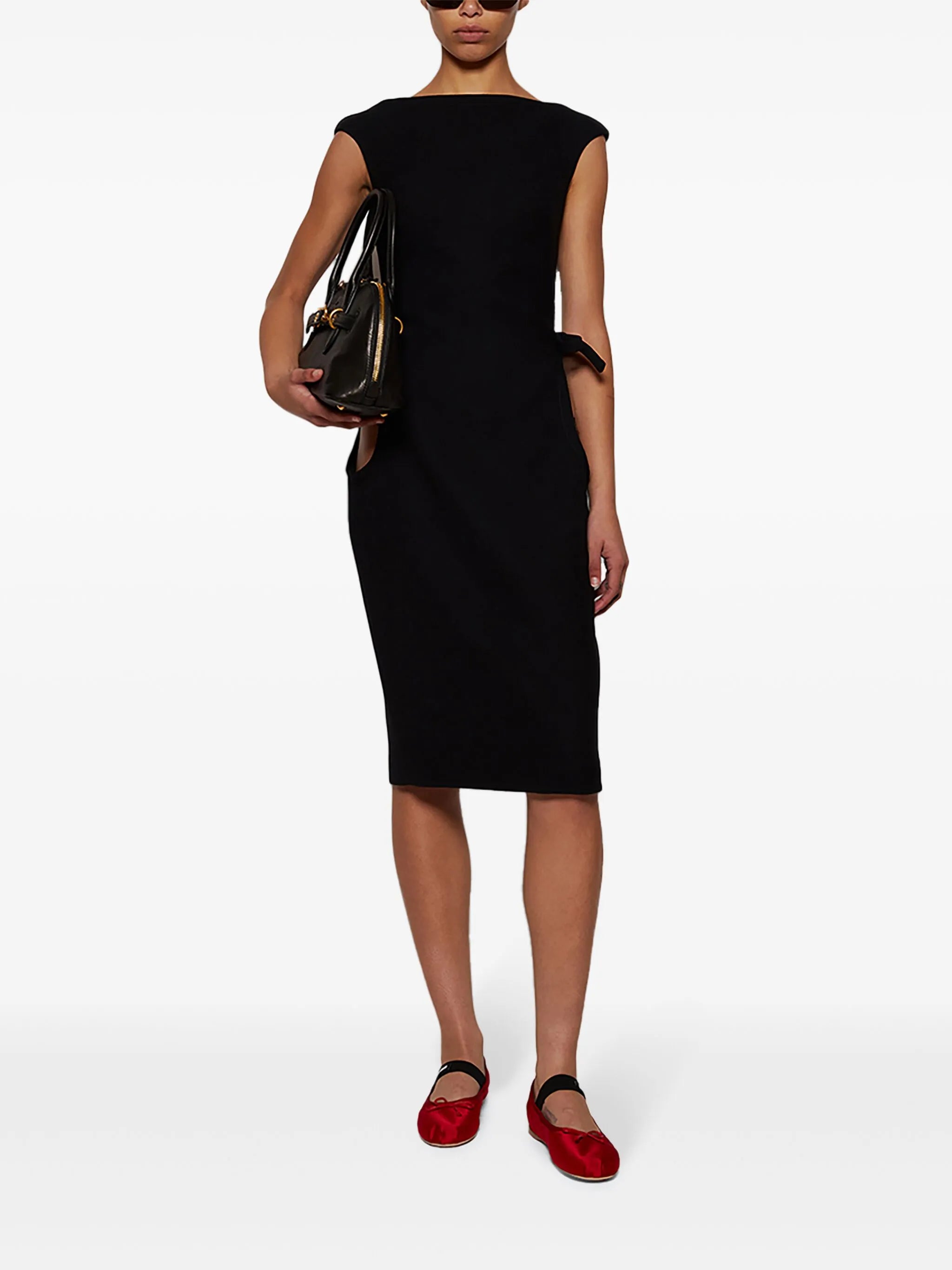 boat-neck wool midi dress