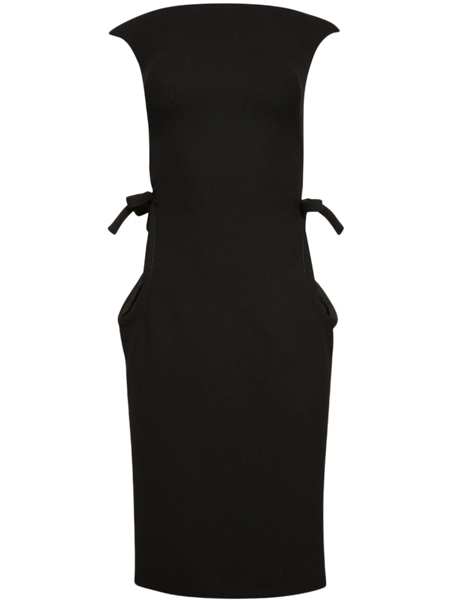 boat-neck wool midi dress