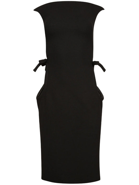 boat-neck wool midi dress