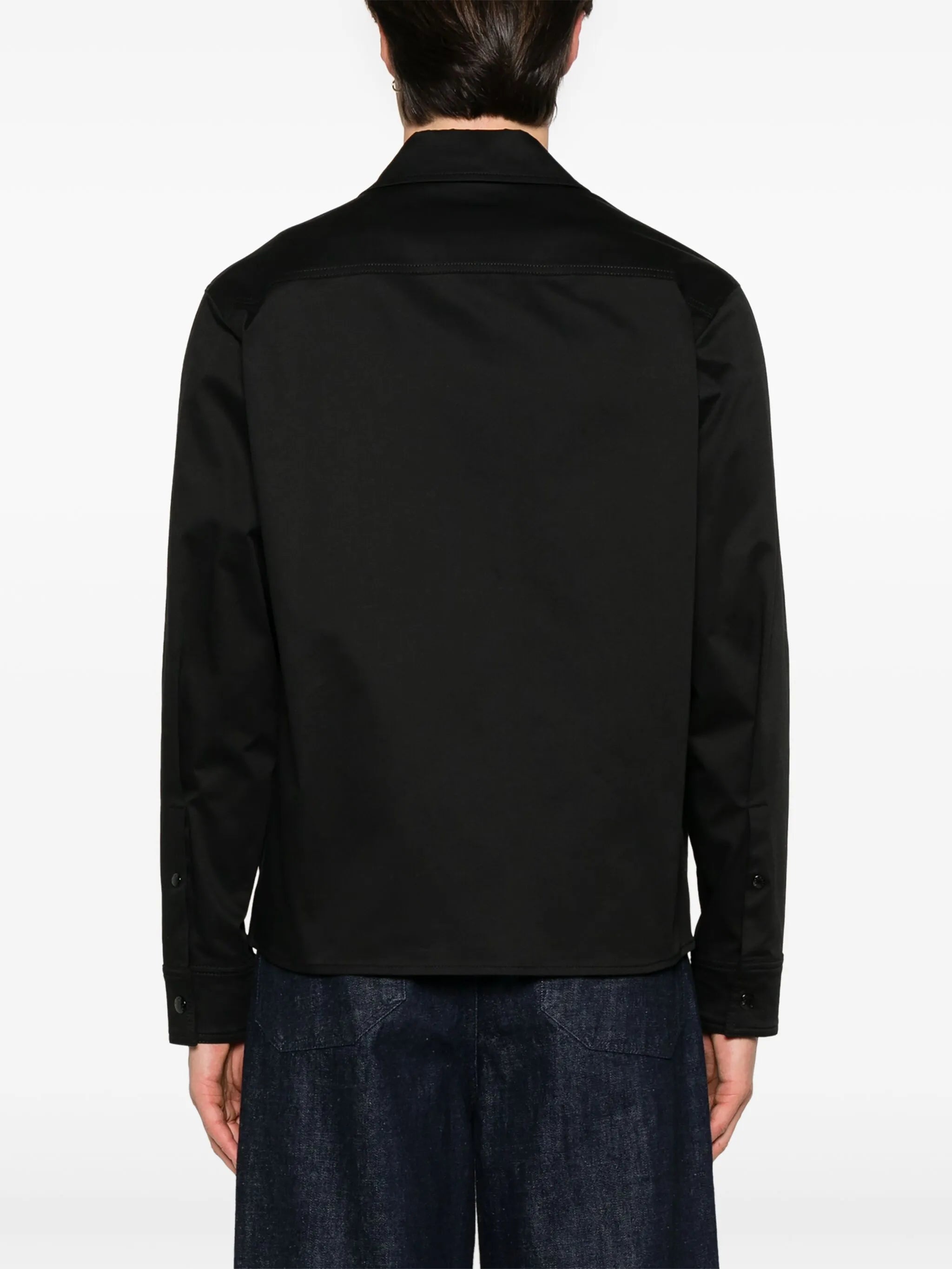 zip-up gabardine shirt jacket