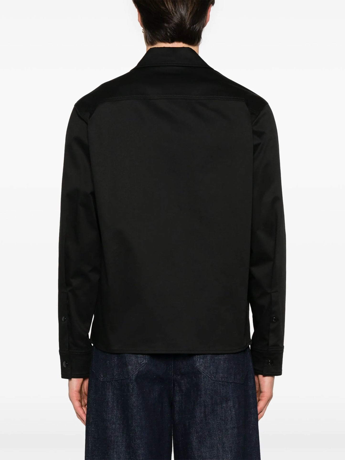 zip-up gabardine shirt jacket