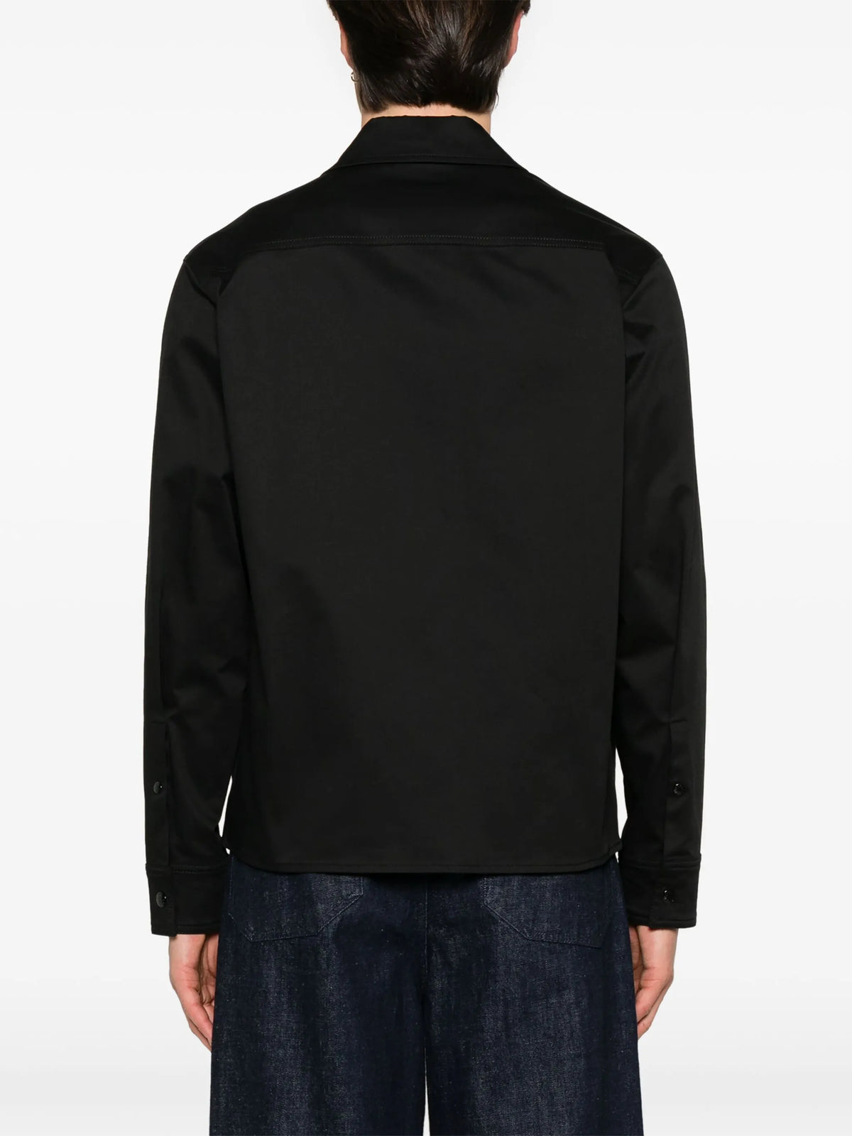 zip-up gabardine shirt jacket