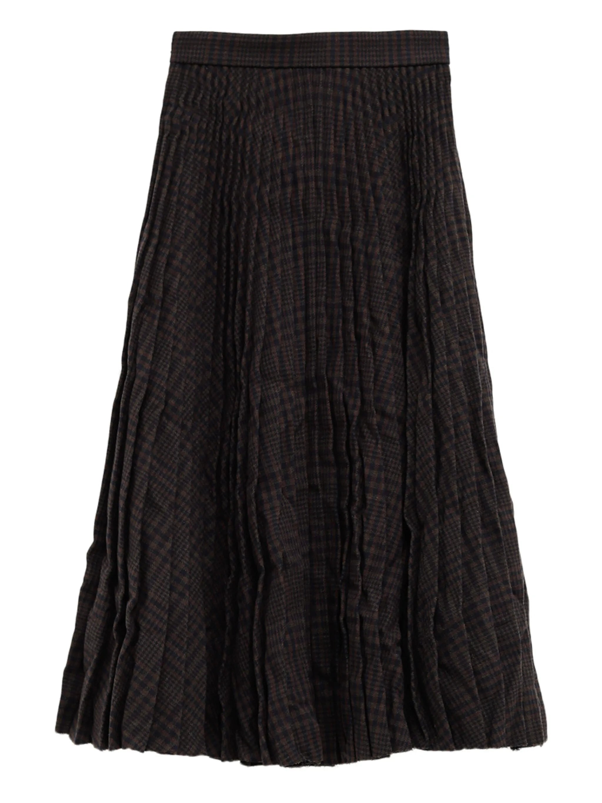 crinkled pleated midi skirt
