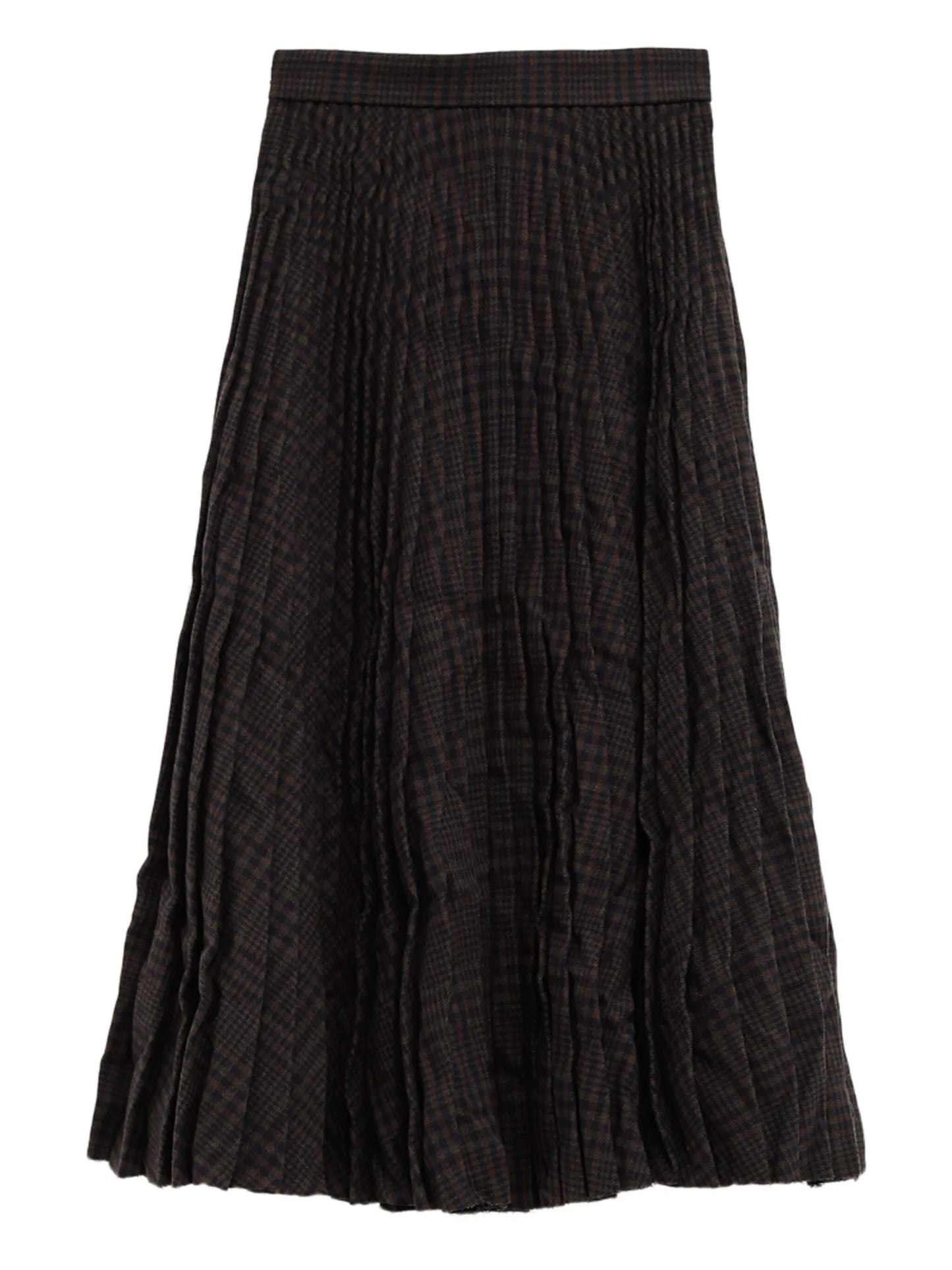 crinkled pleated midi skirt