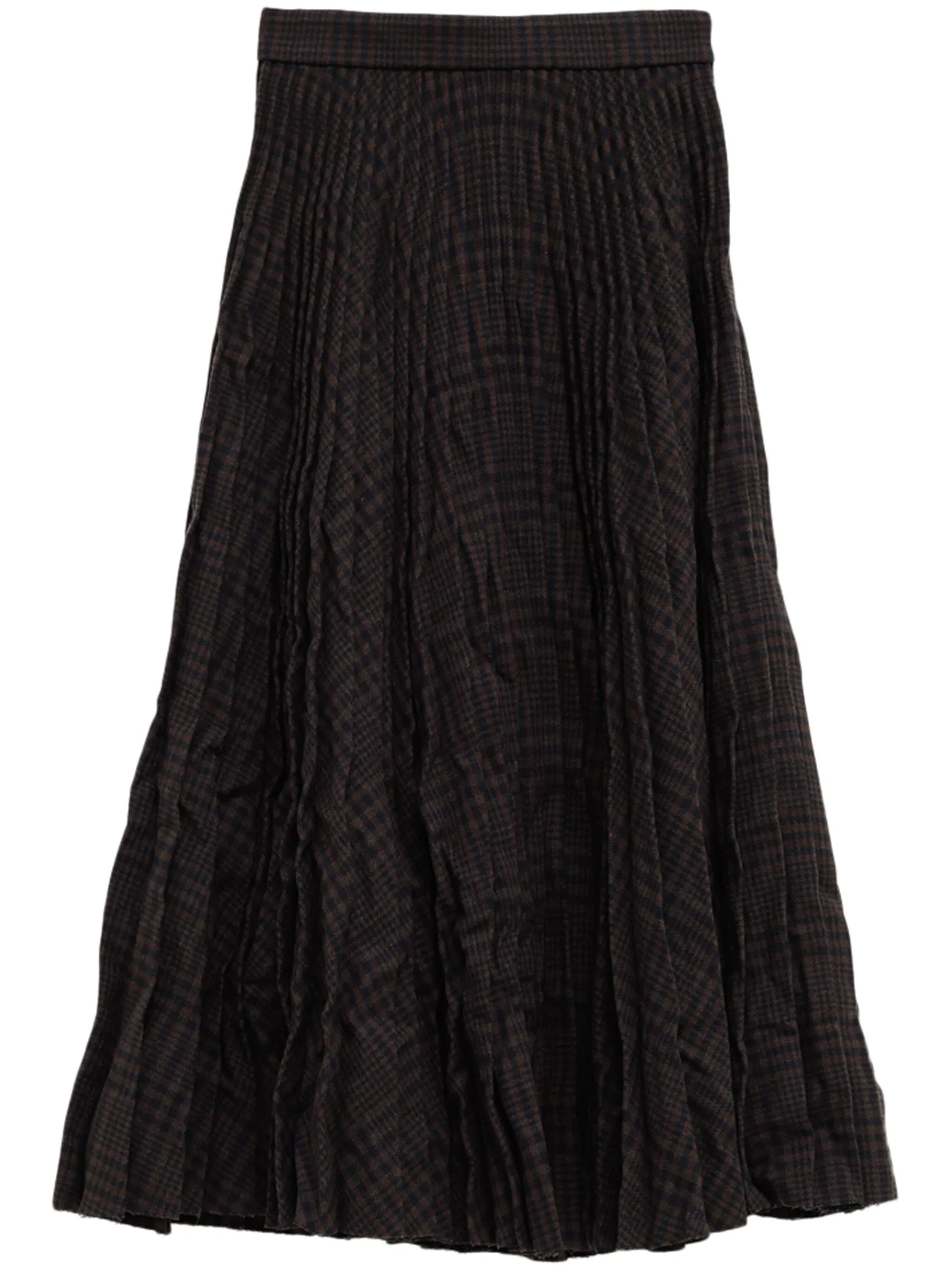 crinkled pleated midi skirt