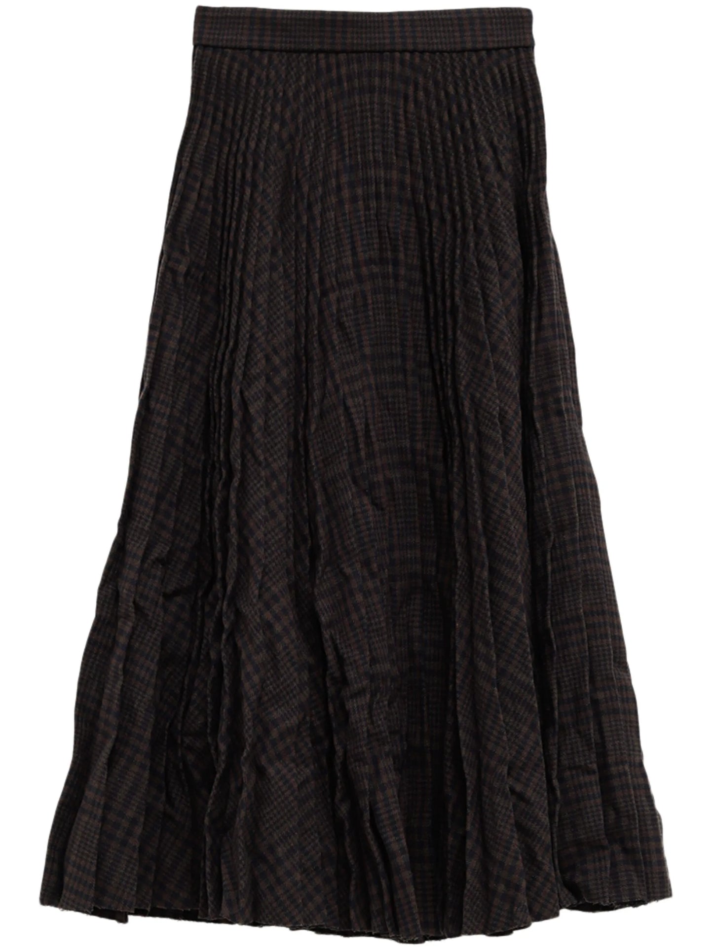 crinkled pleated midi skirt