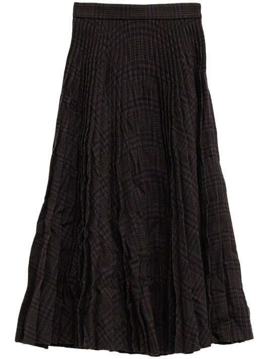 crinkled pleated midi skirt