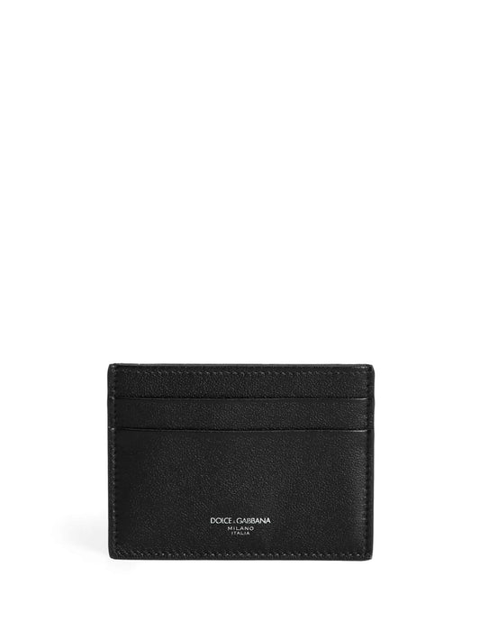 logo-print leather cardholder