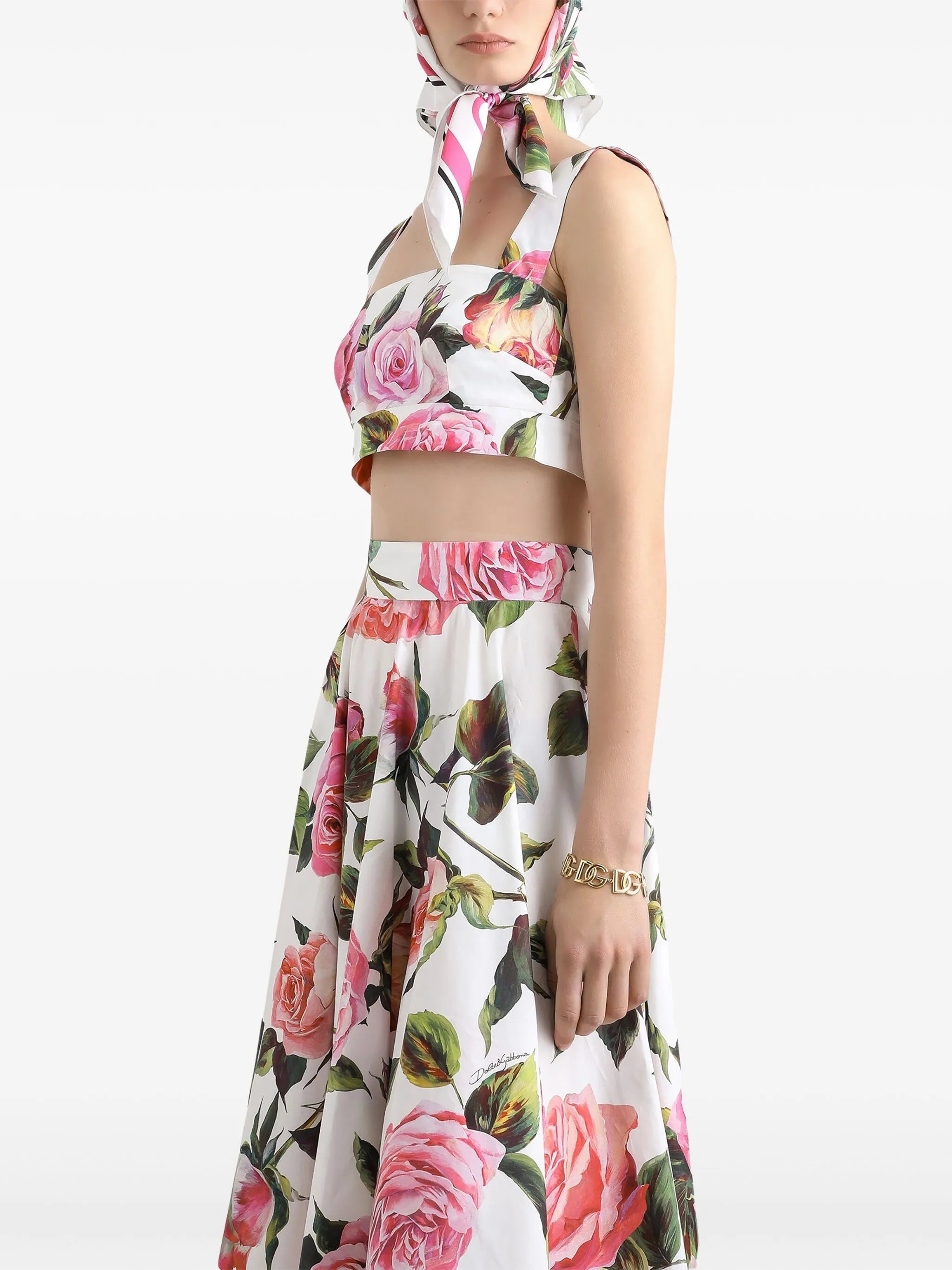 floral-print midi skirt