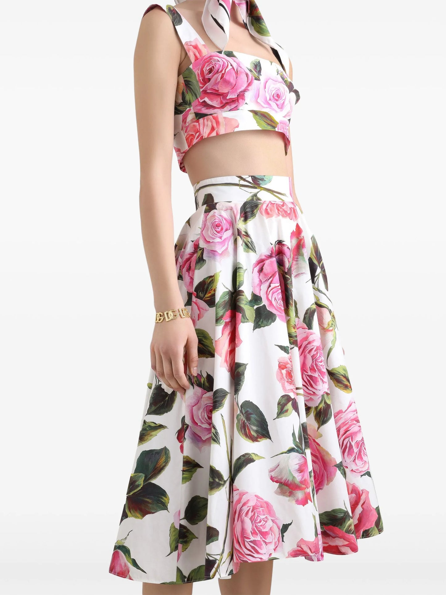 floral-print midi skirt