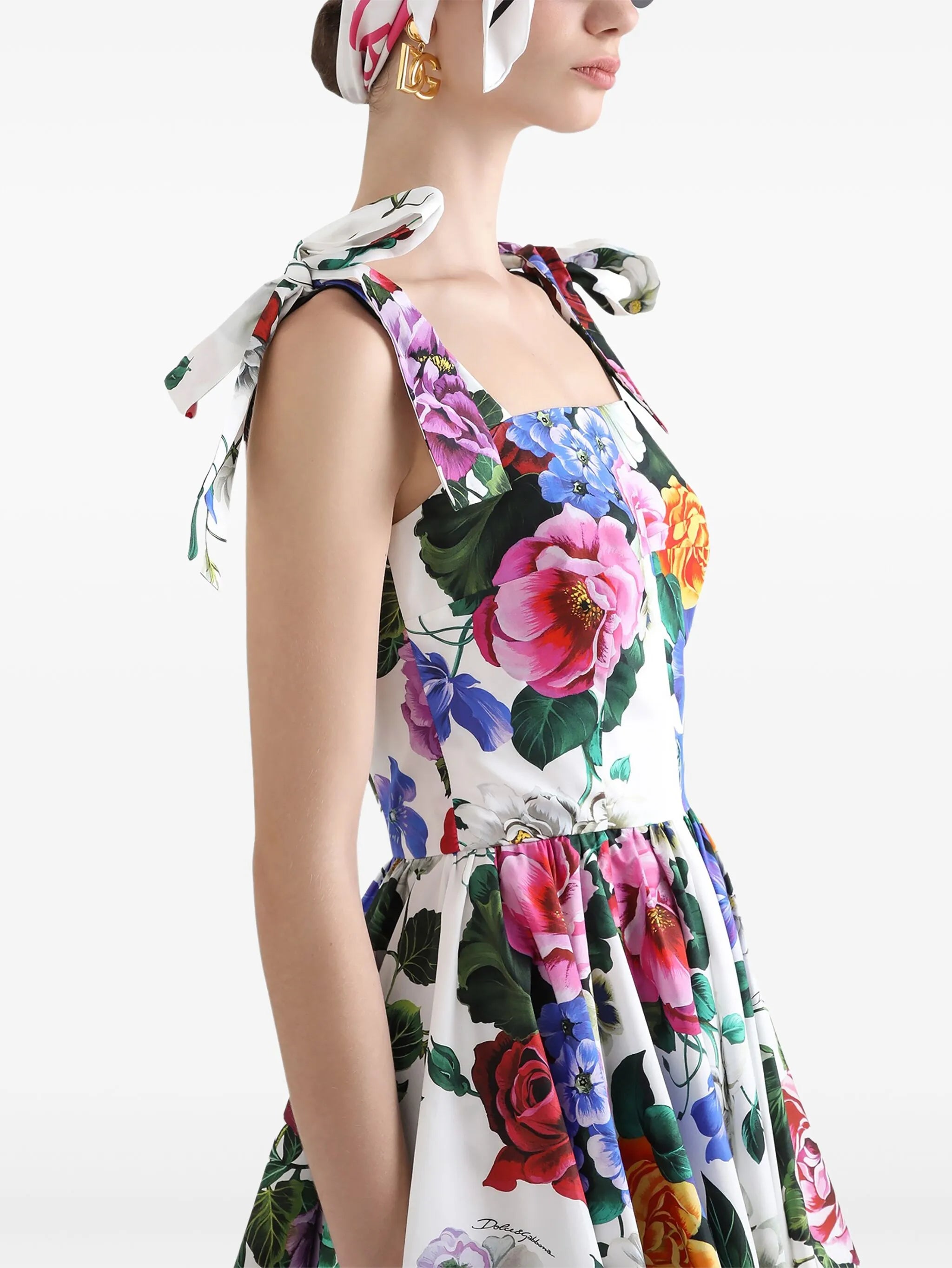 floral-print mini dress