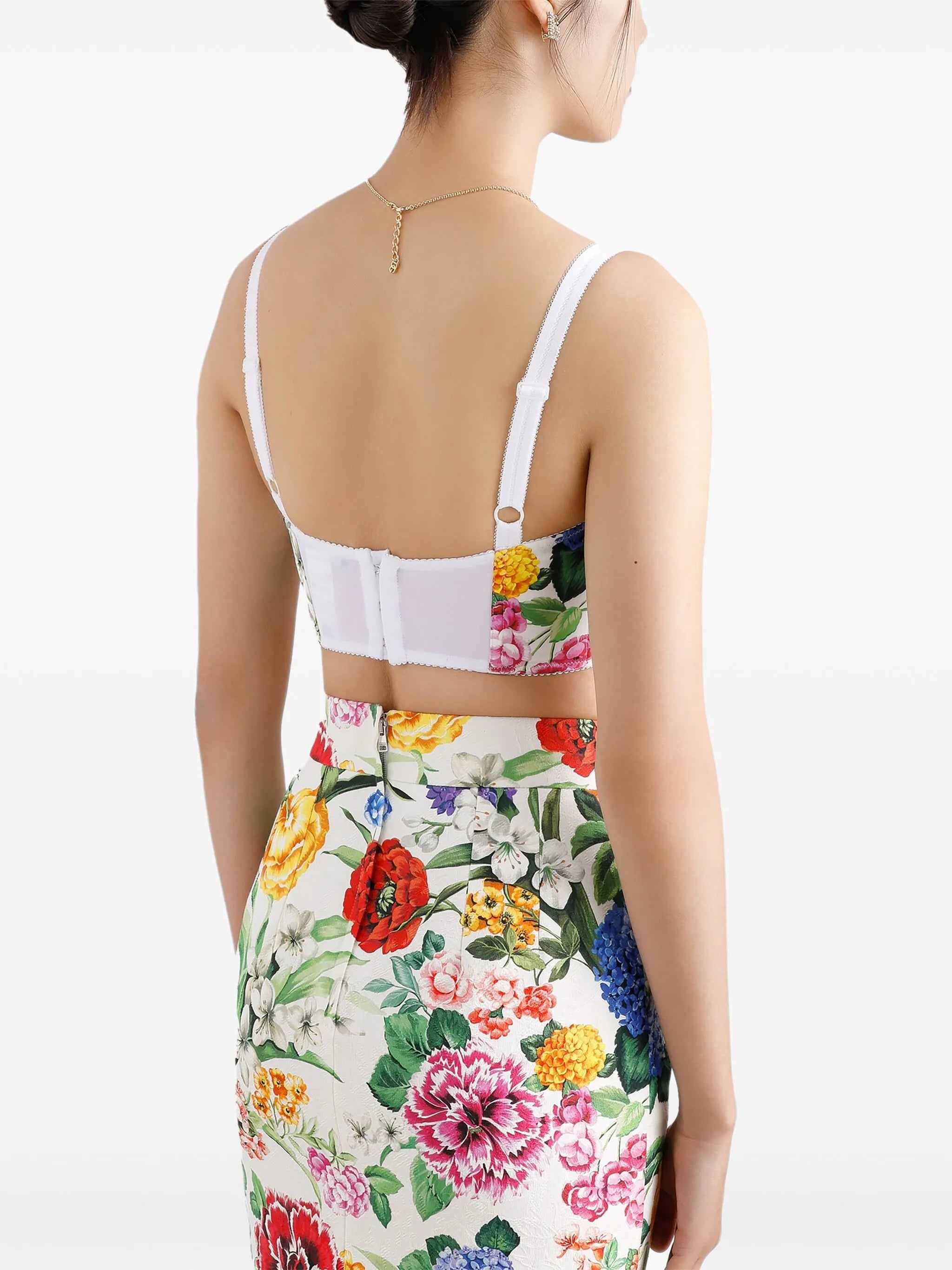 floral-print crop top