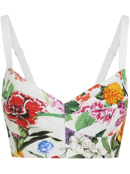floral-print crop top