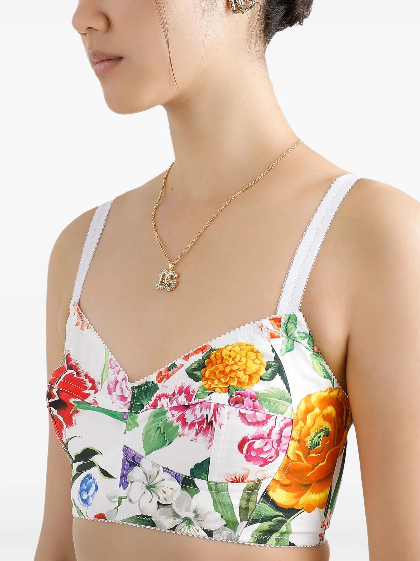 floral-print crop top