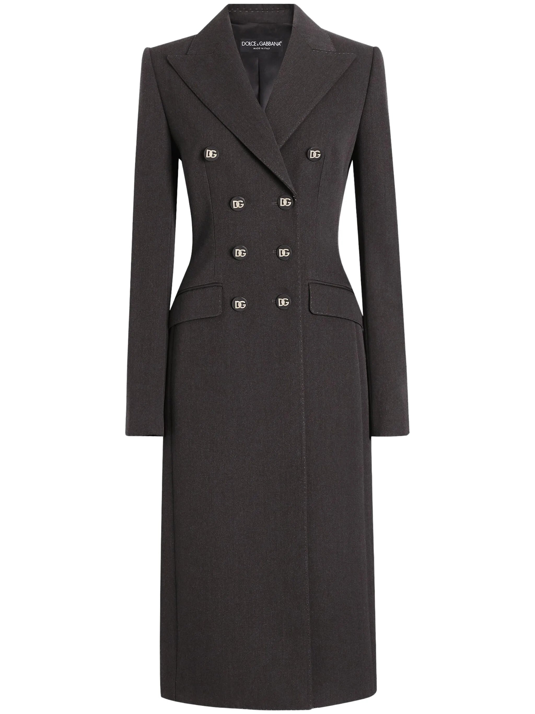 double-breasted padded-hips coat