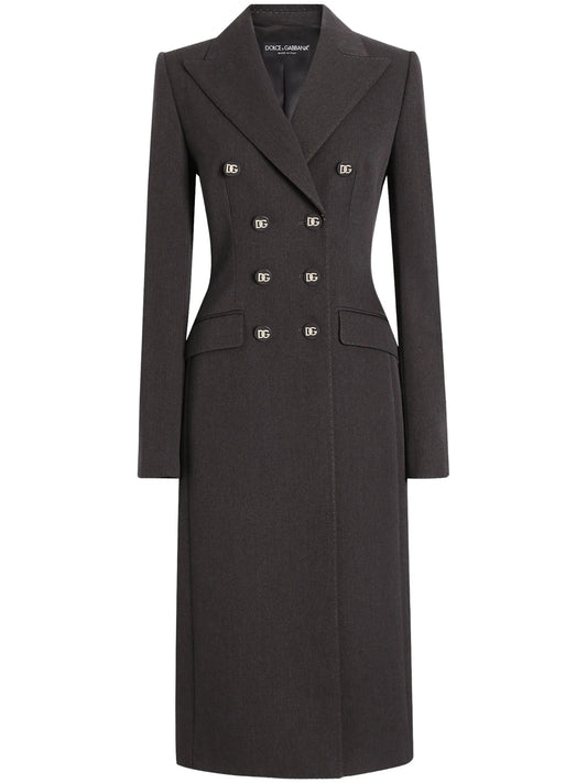 double-breasted padded-hips coat
