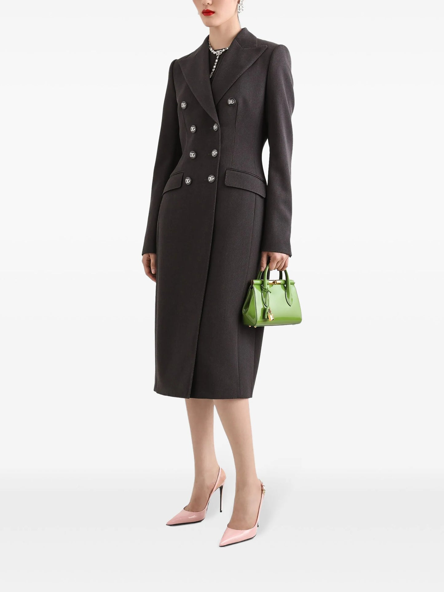 double-breasted padded-hips coat