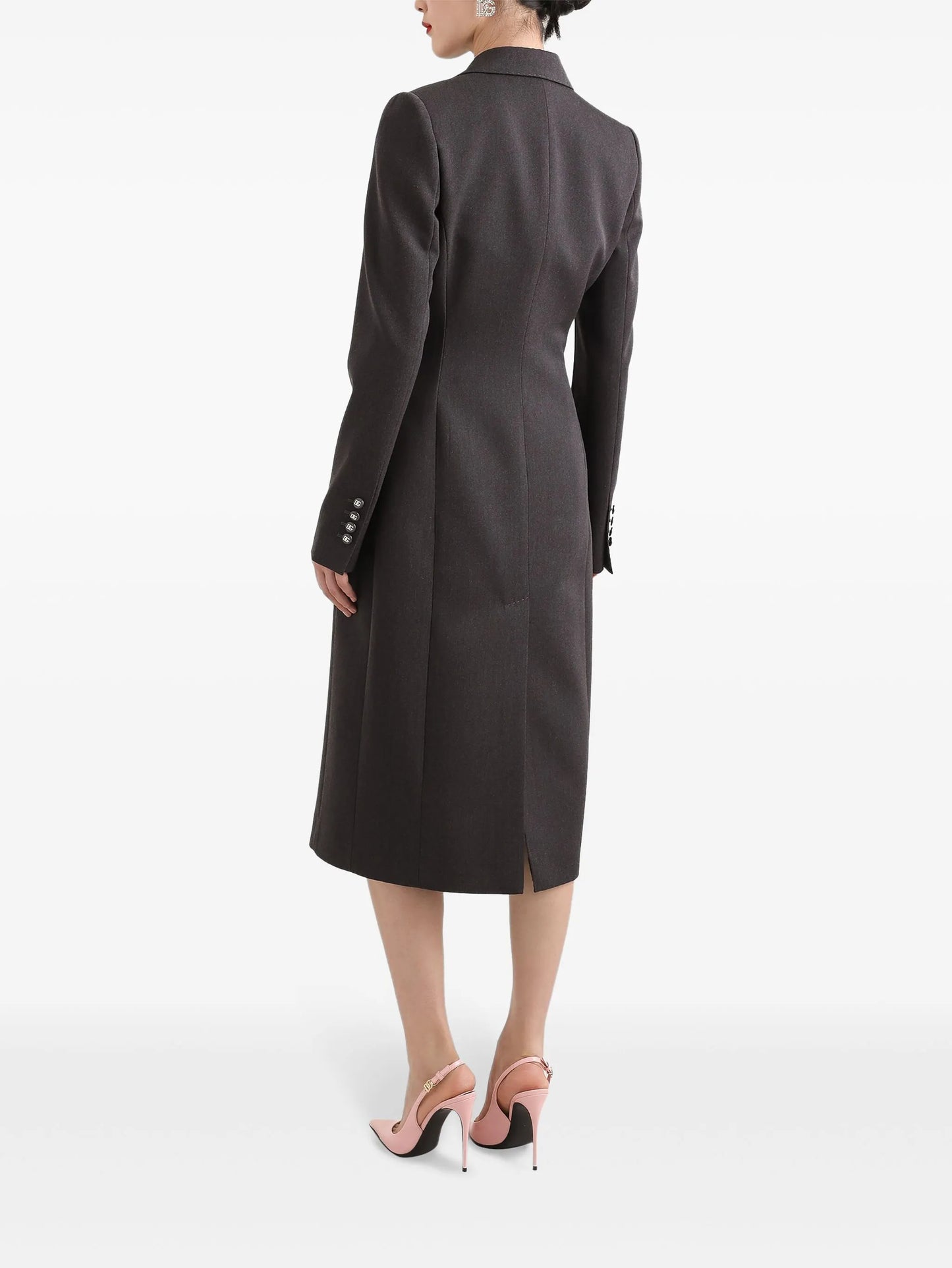 double-breasted padded-hips coat