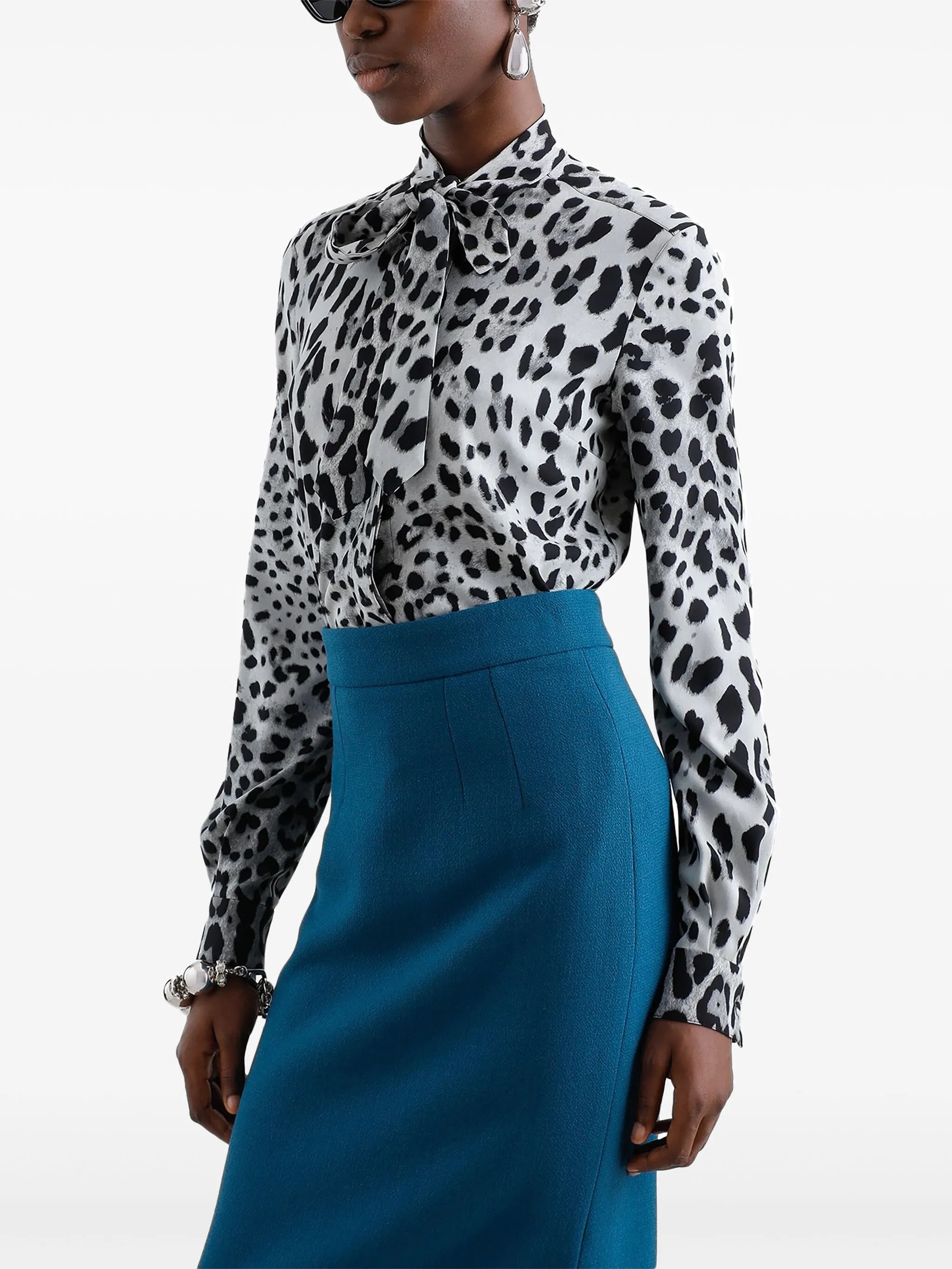 animal-print blouse