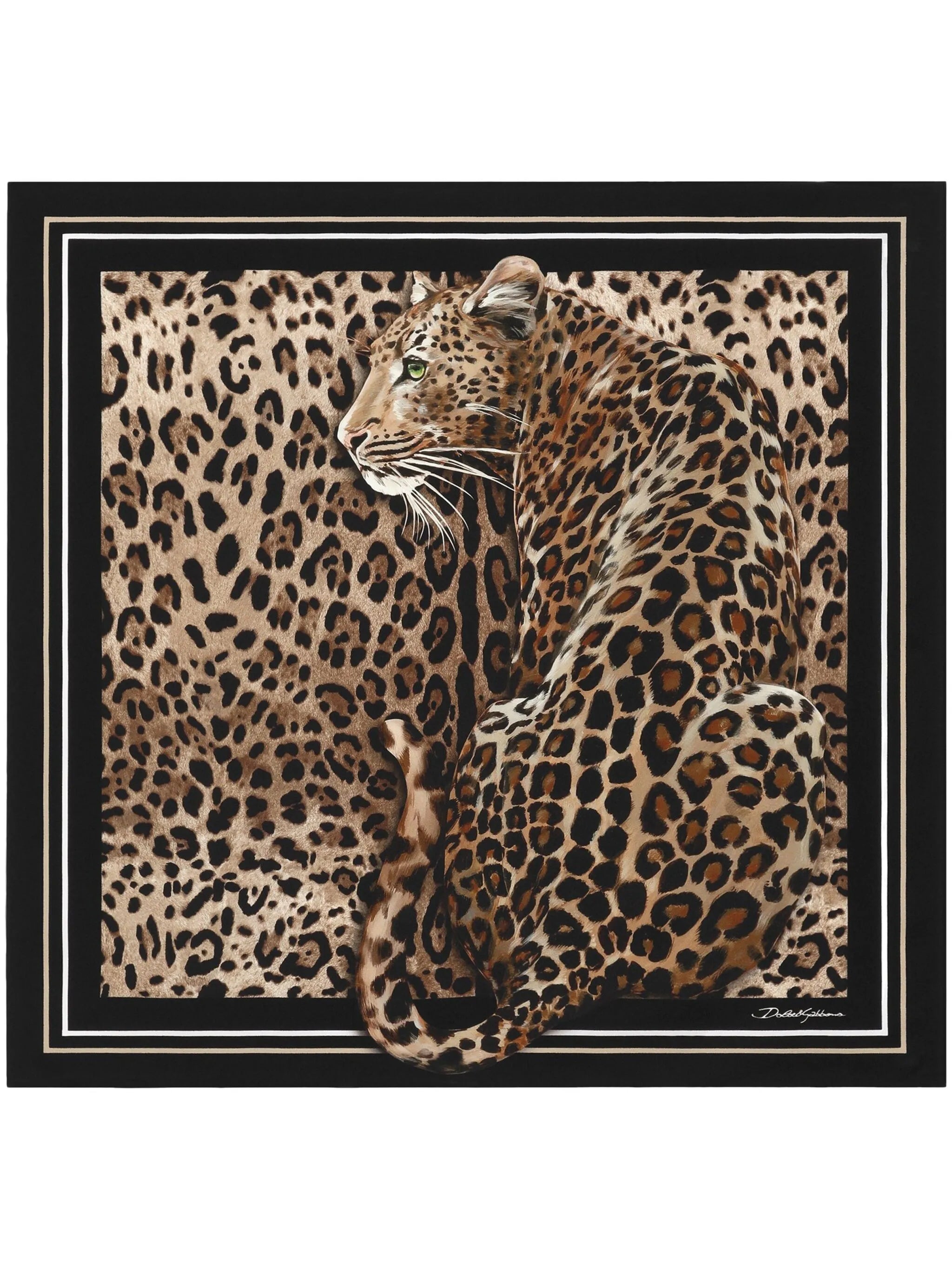 leopard-print silk twill foulard