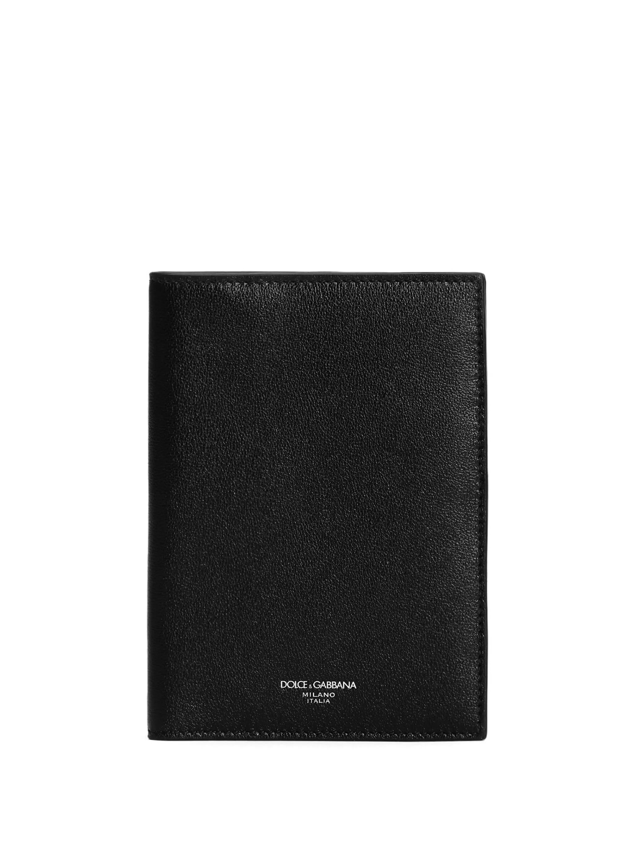 logo-print leather passport holder
