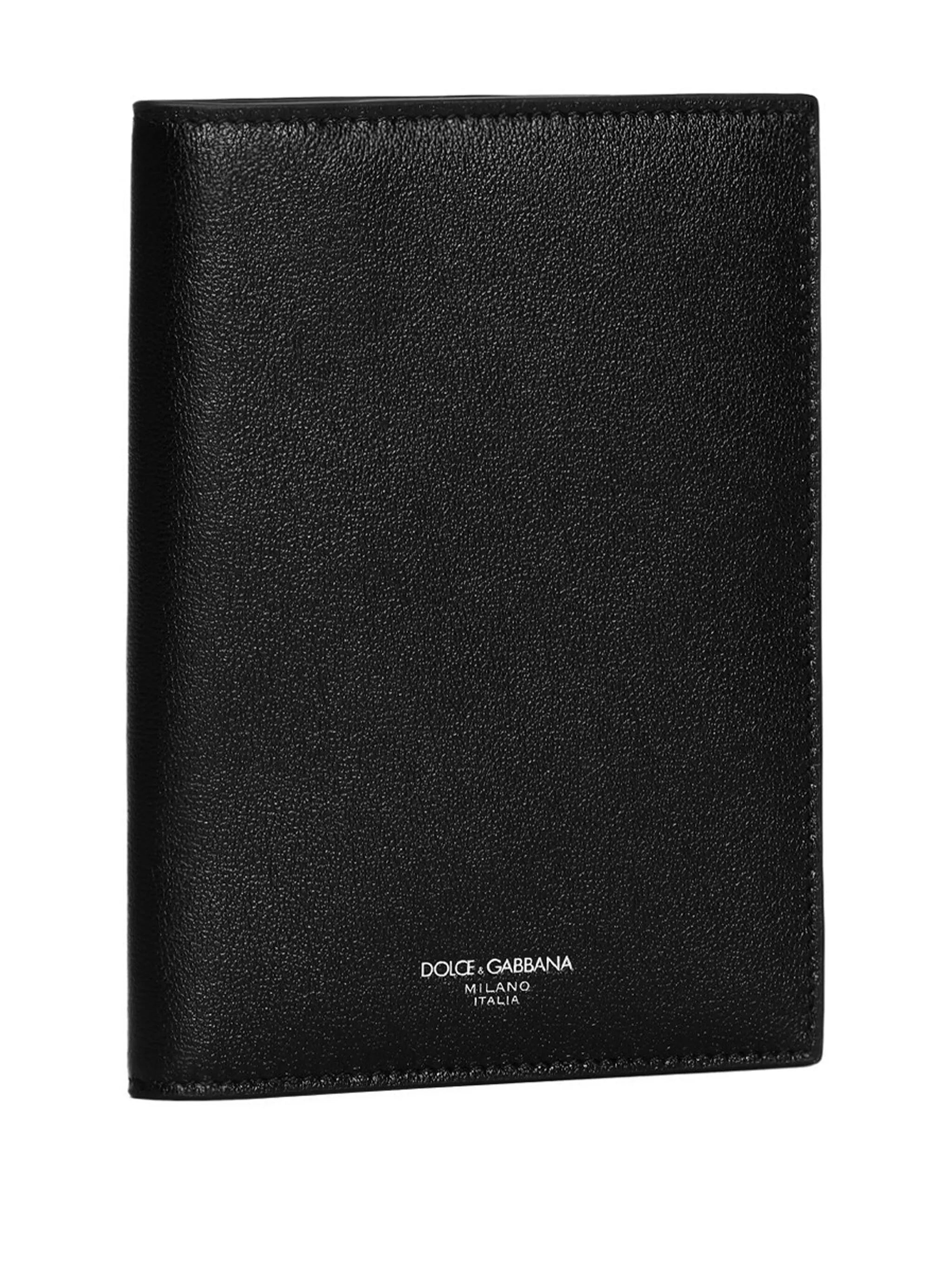 logo-print leather passport holder