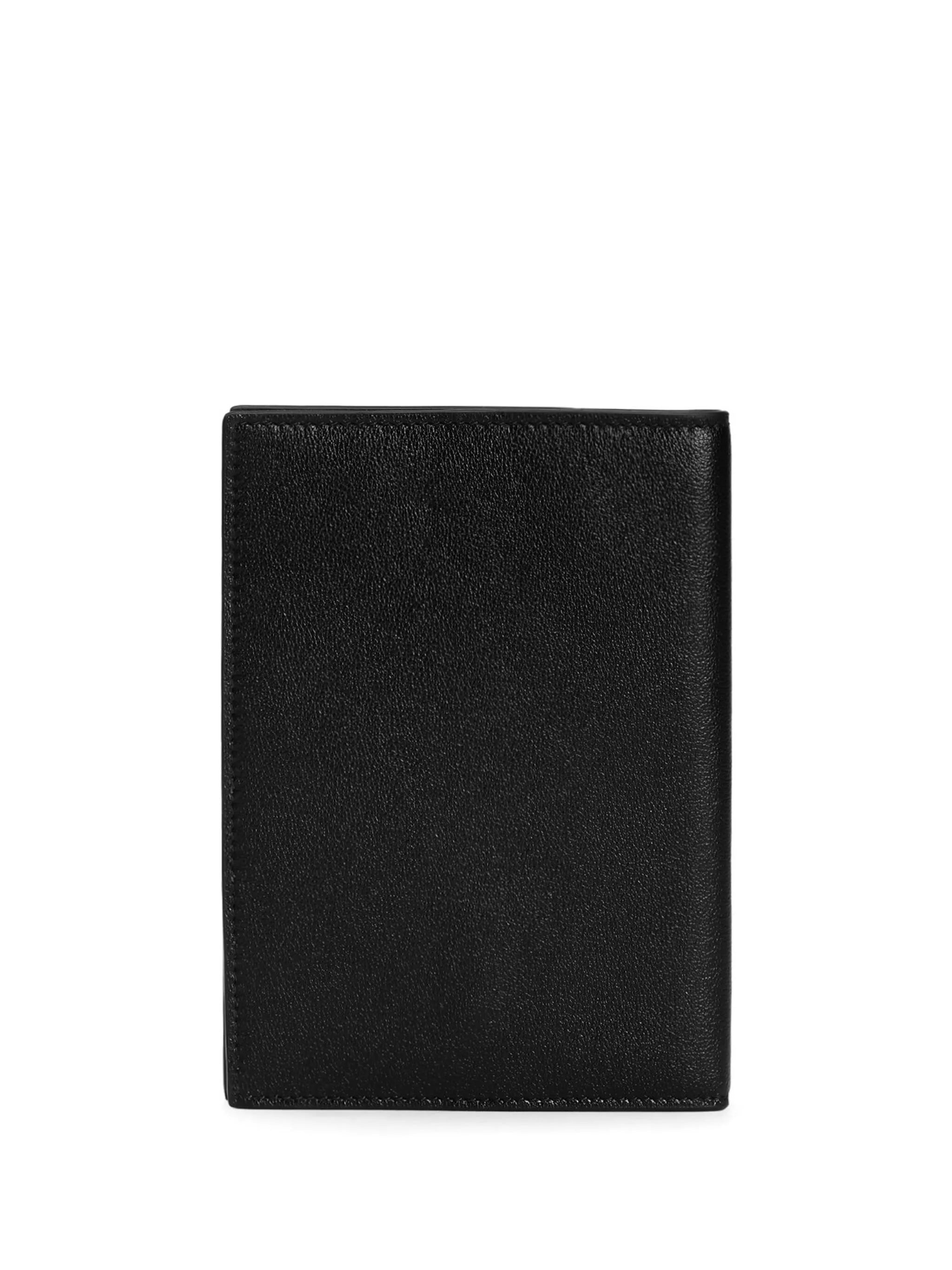 logo-print leather passport holder