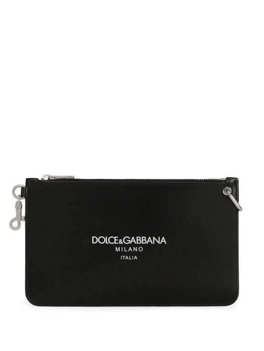 logo-lettering clutch bag