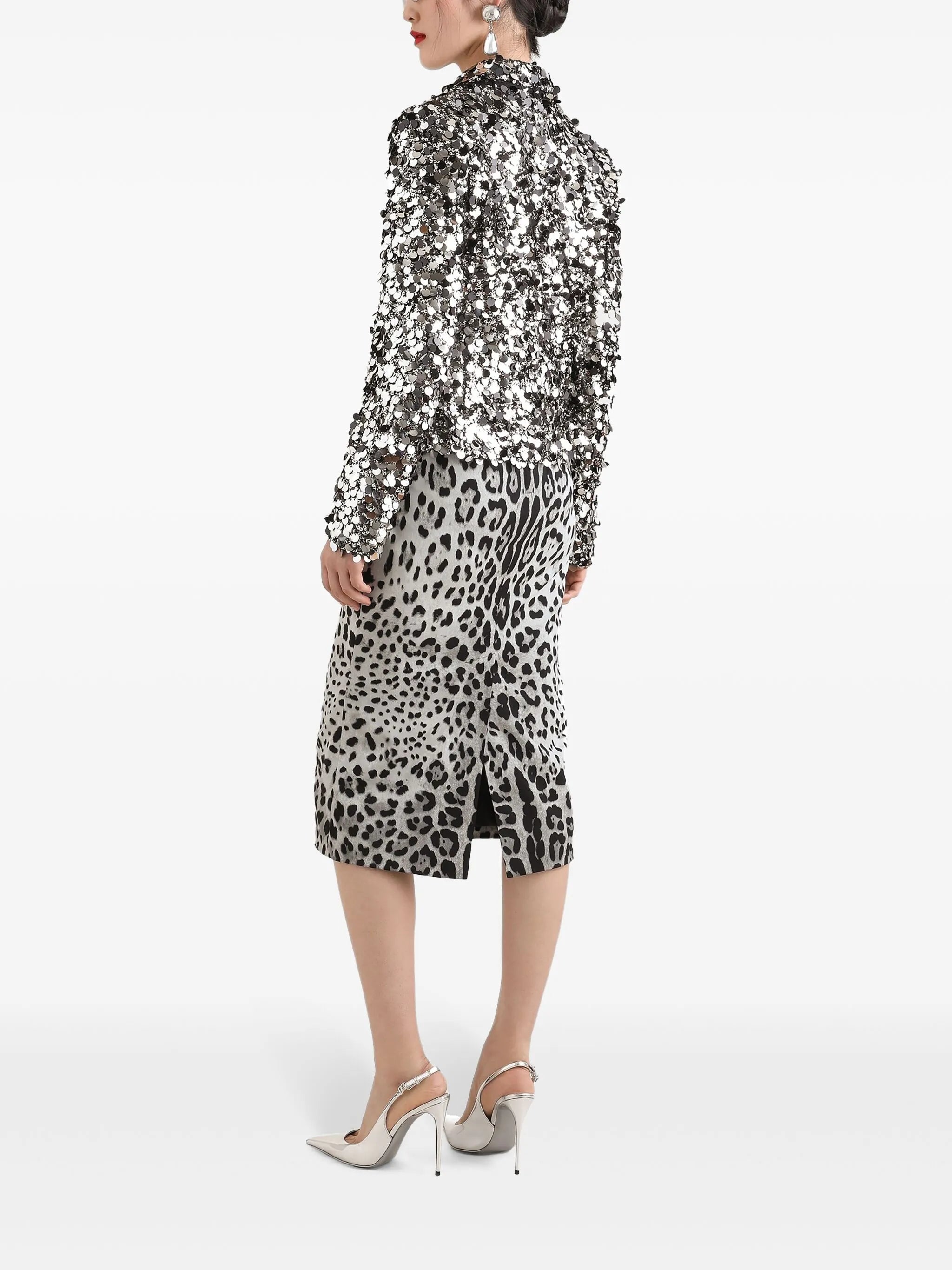 leopard-print midi skirt
