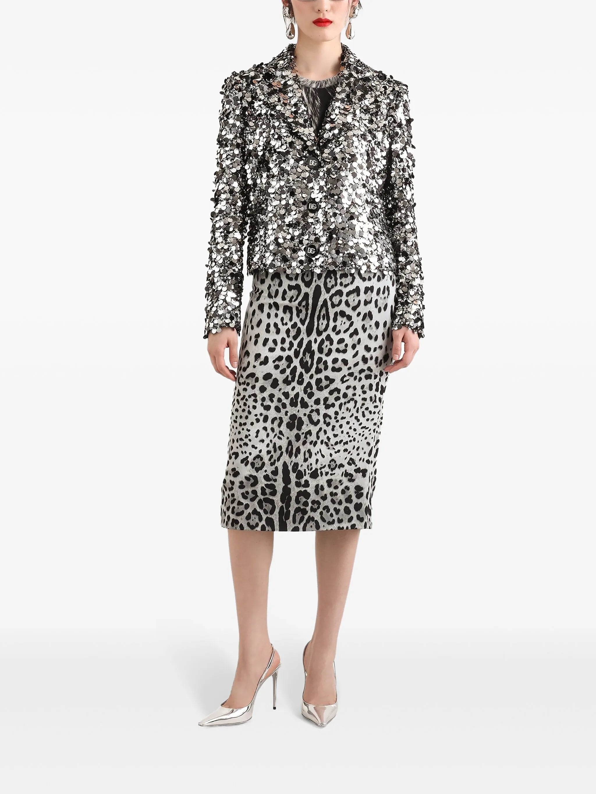 leopard-print midi skirt