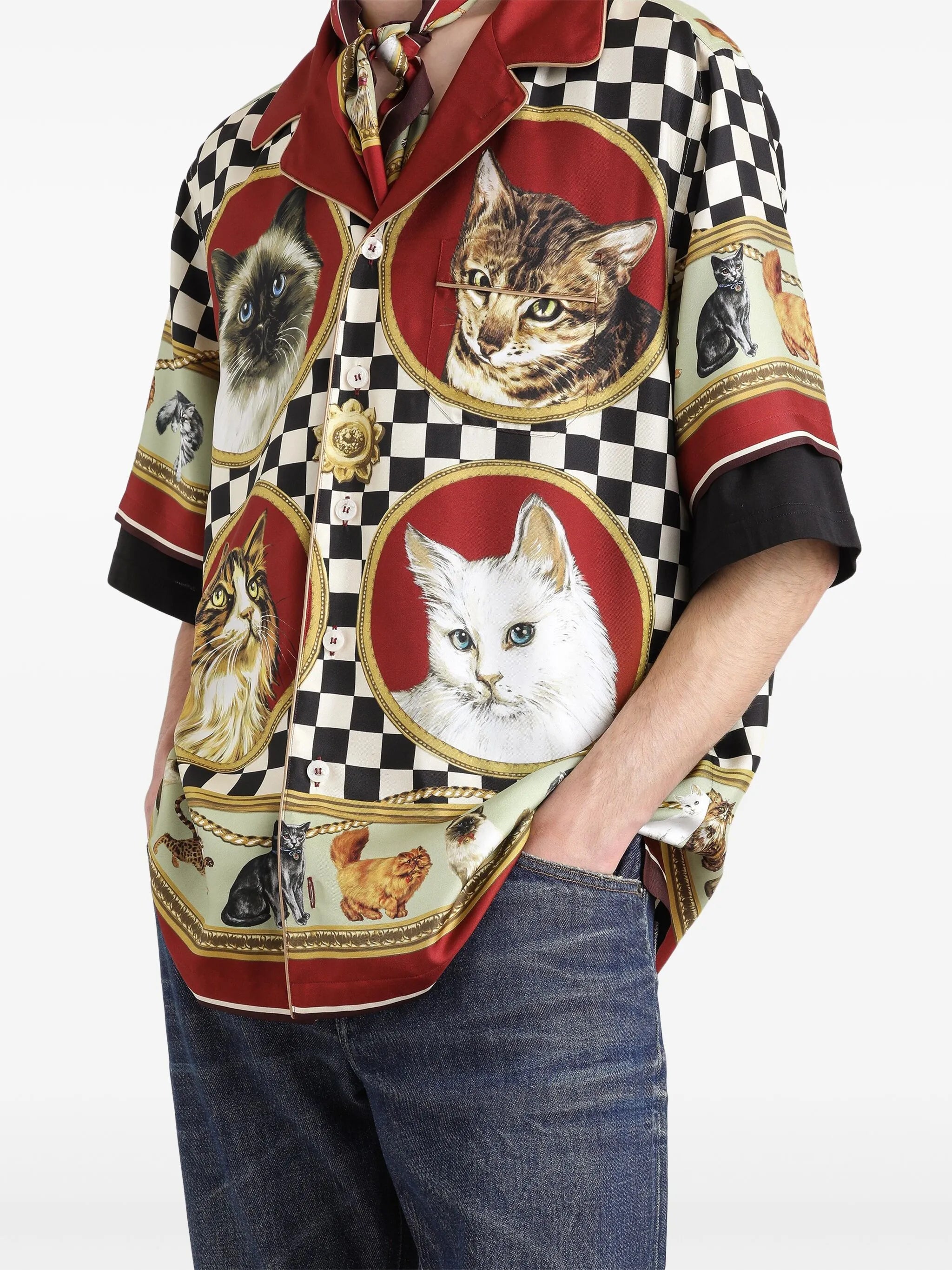 mix-print shirt