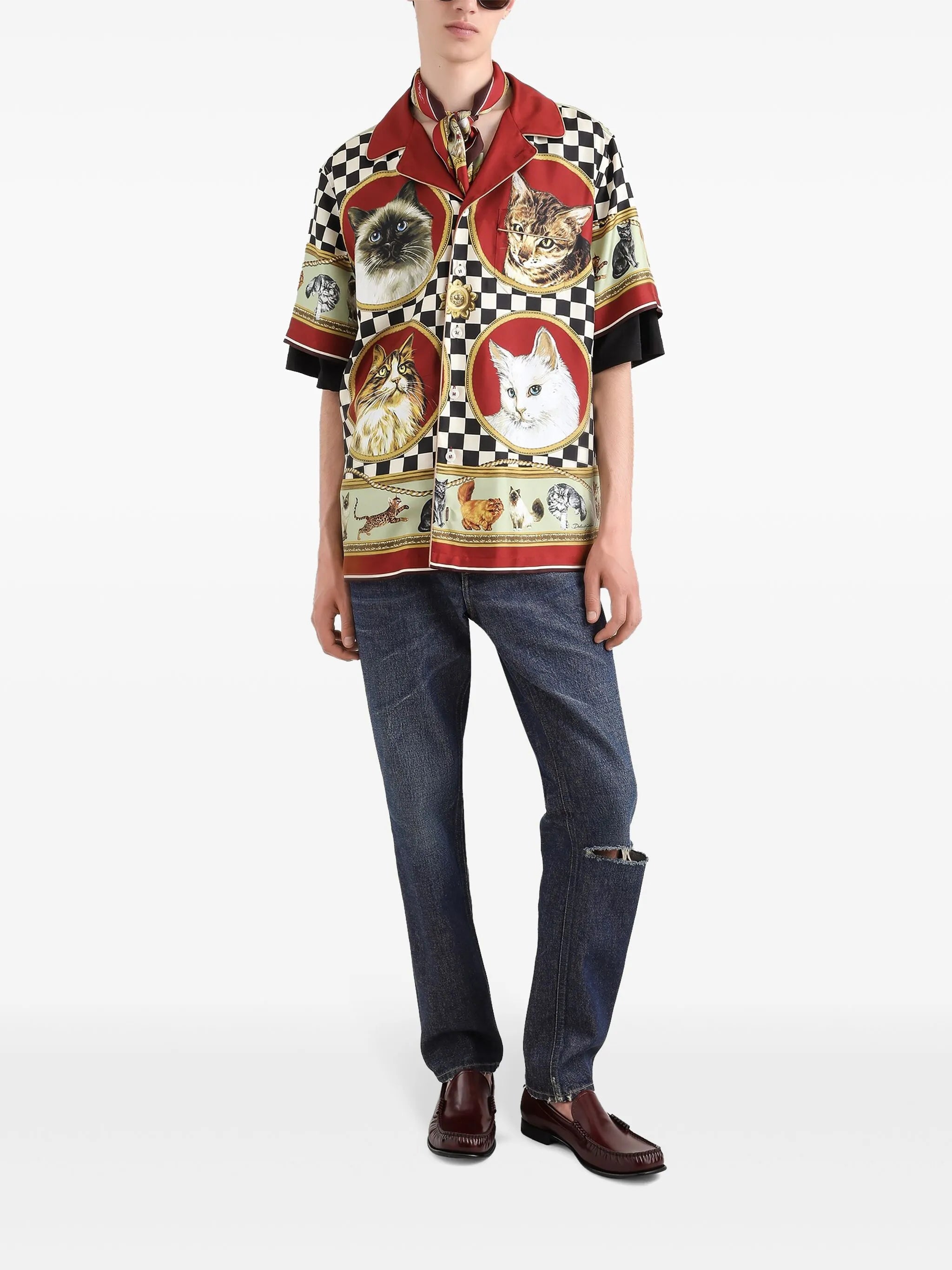mix-print shirt