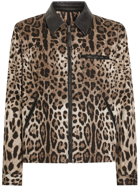 leopard-print bomber jacket