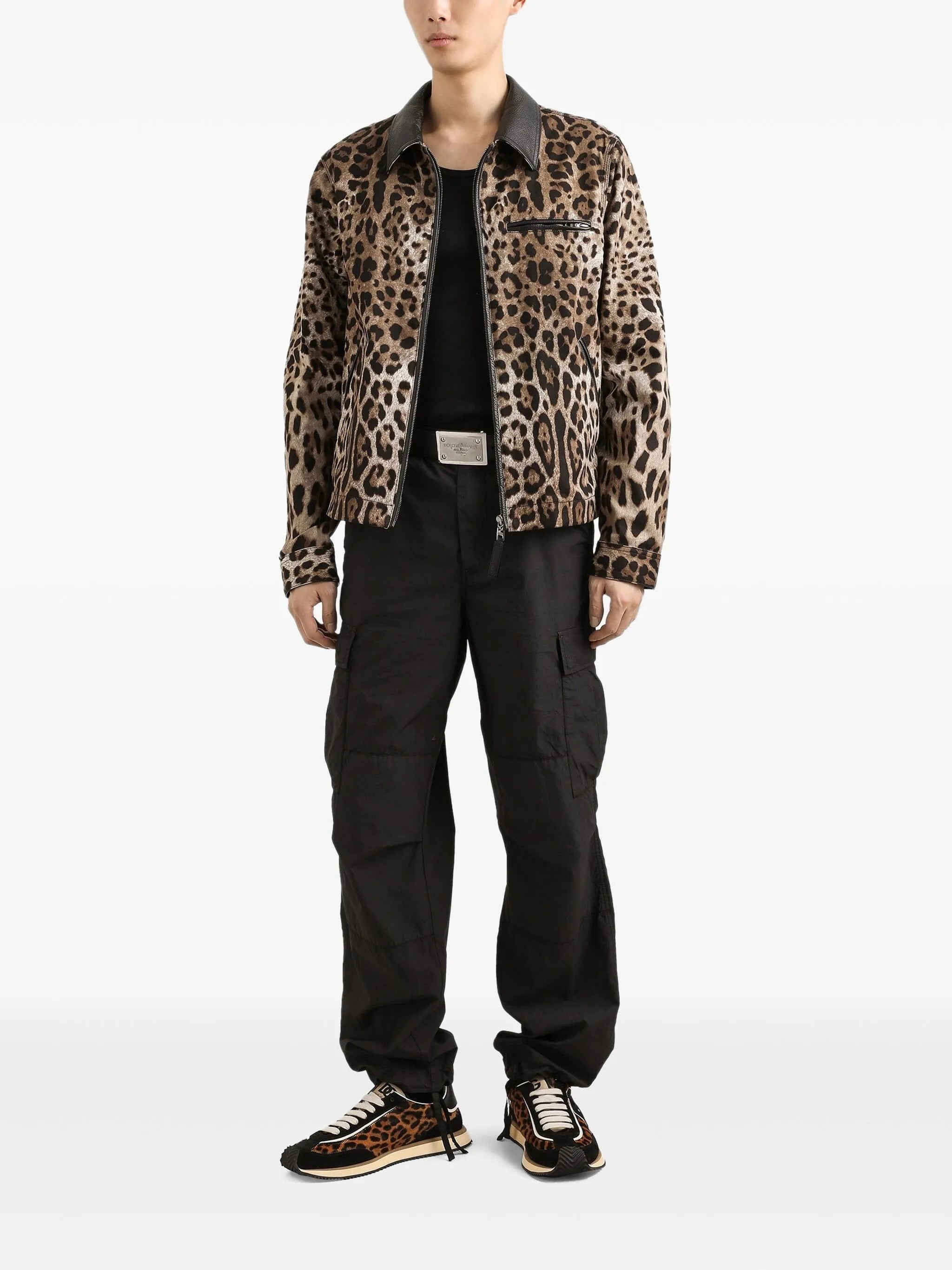 leopard-print bomber jacket