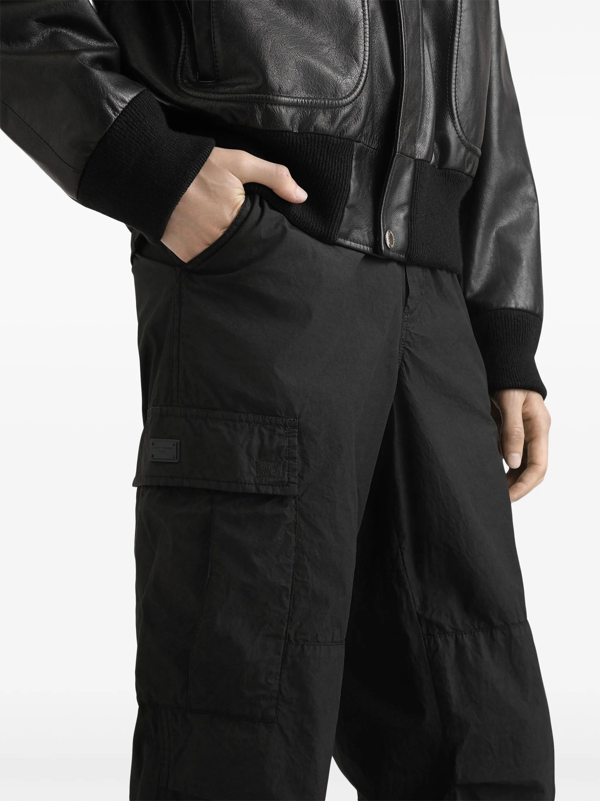 high-waisted cargo trousers