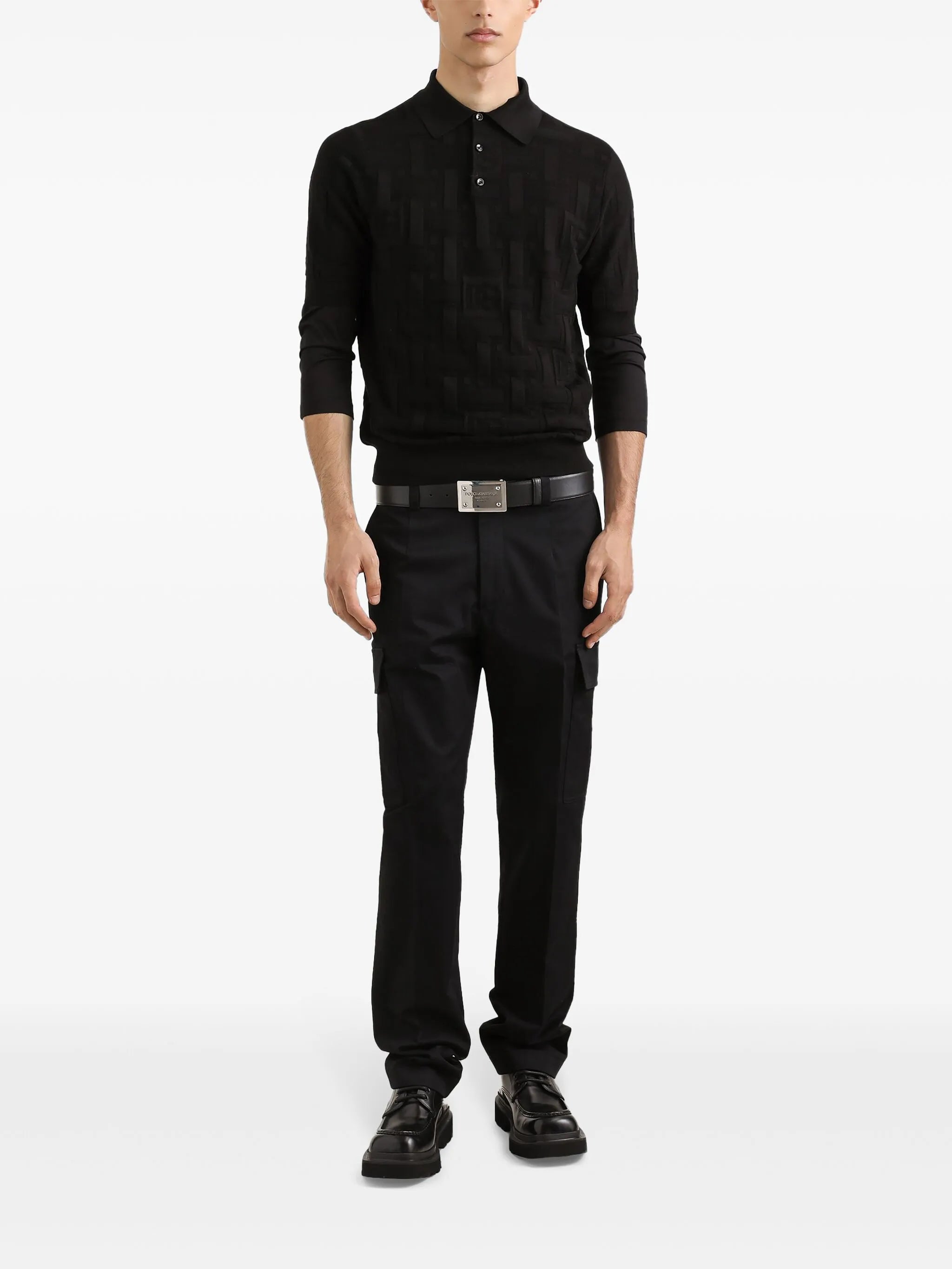 logo-jacquard polo shirt